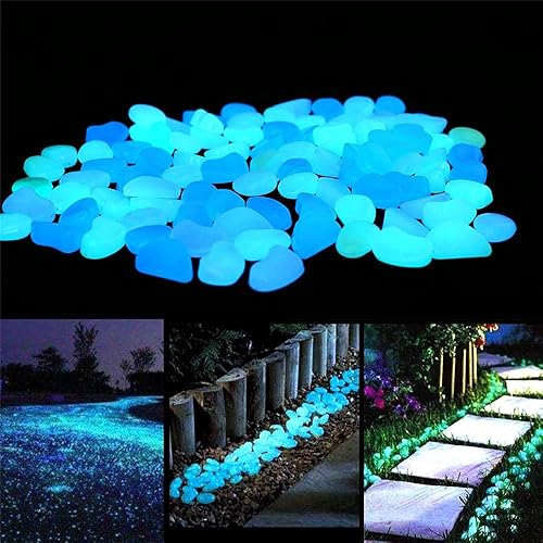 Miniatura 4 de XIAN 200 piedras luminosas, piedras luminosas oscuras de jardín, utilizadas para aceras, senderos de jardín, césped de terraza, patios de jardín,