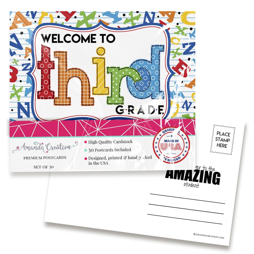 Welcome To 3rd Grade Alphabet Themed Blank Postcards For Teachers To Send To Students, 4"x6" Fill In Notecards by AmandaCreation (30)