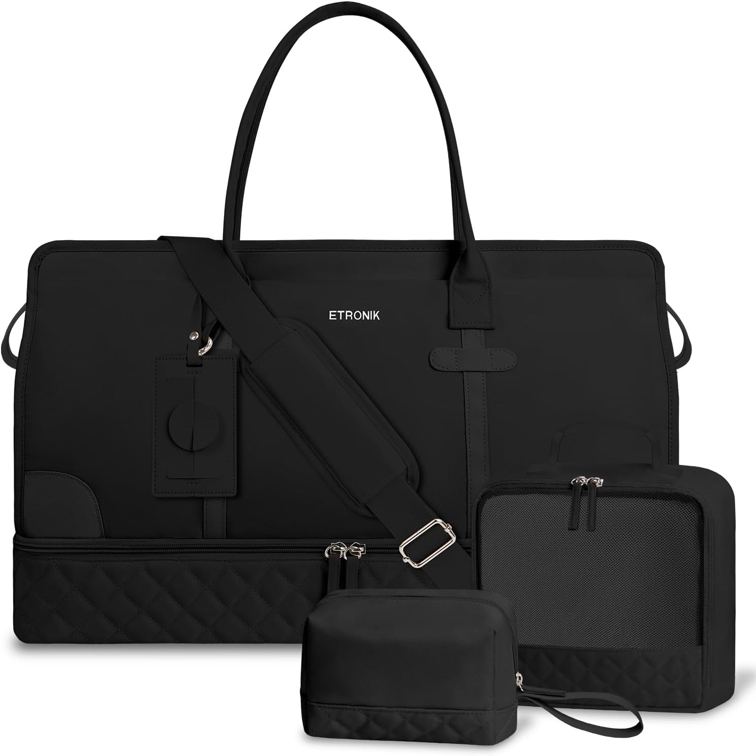 ETRONIK Travel Duffle Bag for Women, Large Weekend Overnight Bags with Wet Pocket & Shoe Compartment, Carry On Holdall Gym Bag with Toiletry Bag