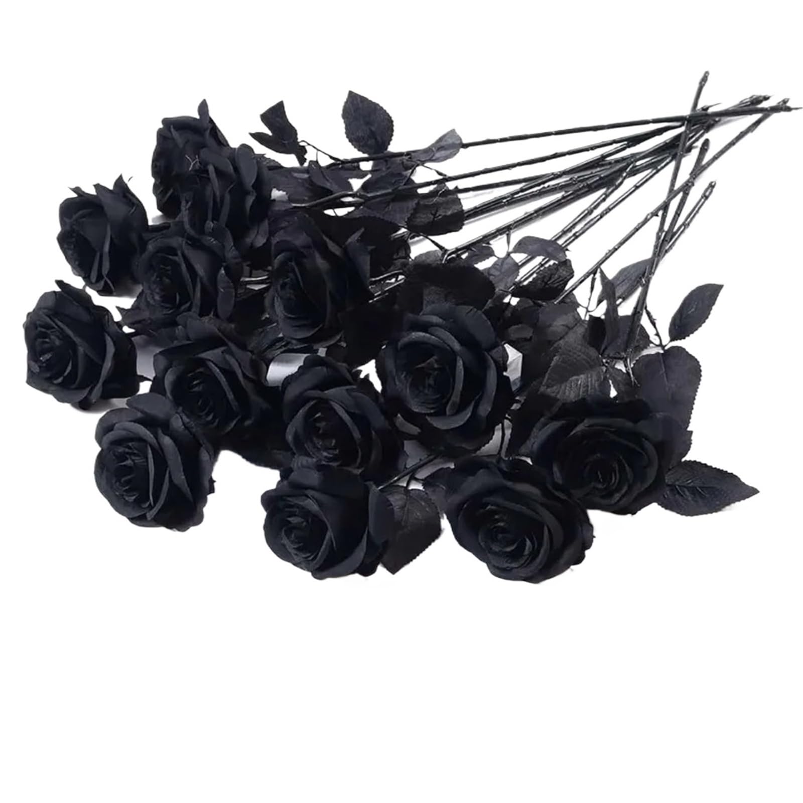 UBOHUZ 12 PCS Artificial Flowers Black Roses Fake Silk Flower Long Stem Rose For Home Wedding Party Tions Halloween for Wedding Bridal Bouquet