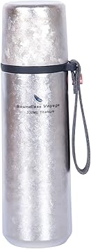 زجاجة مياه مفرغة من الهواء من Boundless Voyage Titanium بسعة 17 أونصة سائلة/510 مل - زجاجة رياضية مزدوجة الجدار وخفيفة الوزن ومقاومة للتسرب للسفر والهواء الطلق والمكتب