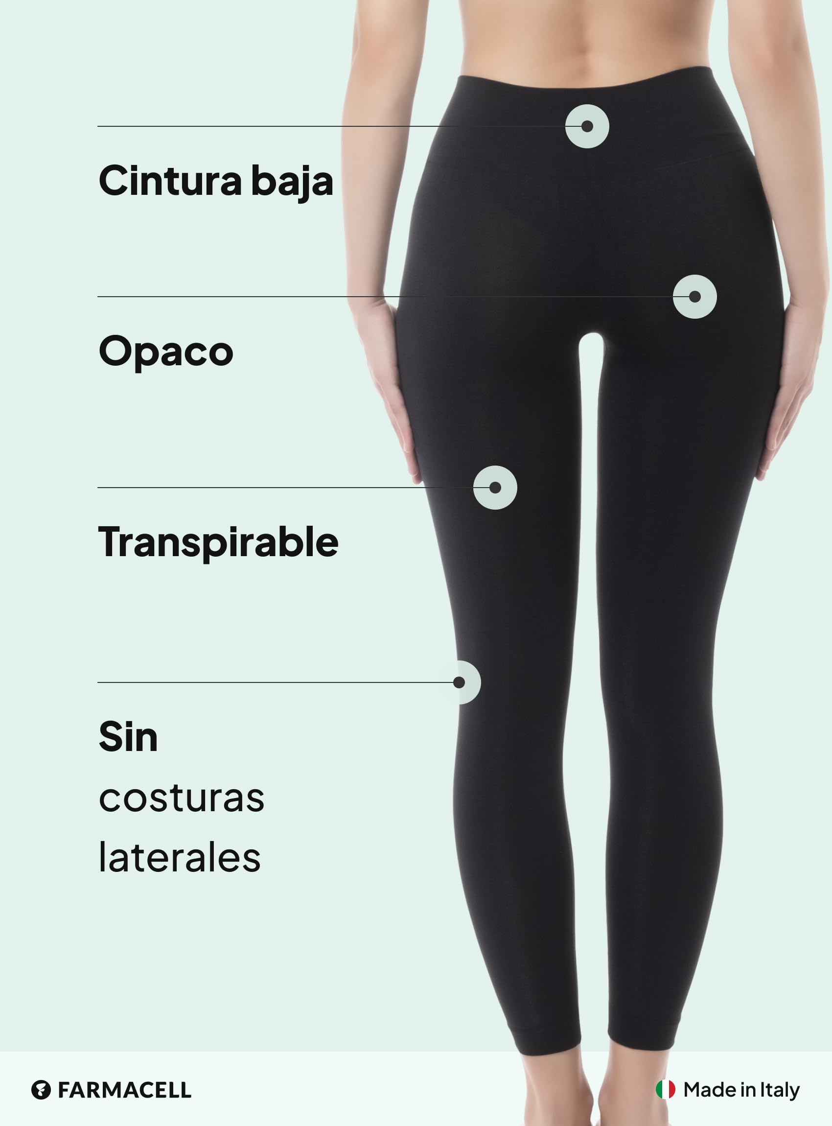 Farmacell Leggings Anticelulitis Mujer con Efecto FIR, Made in Italy, 609YM