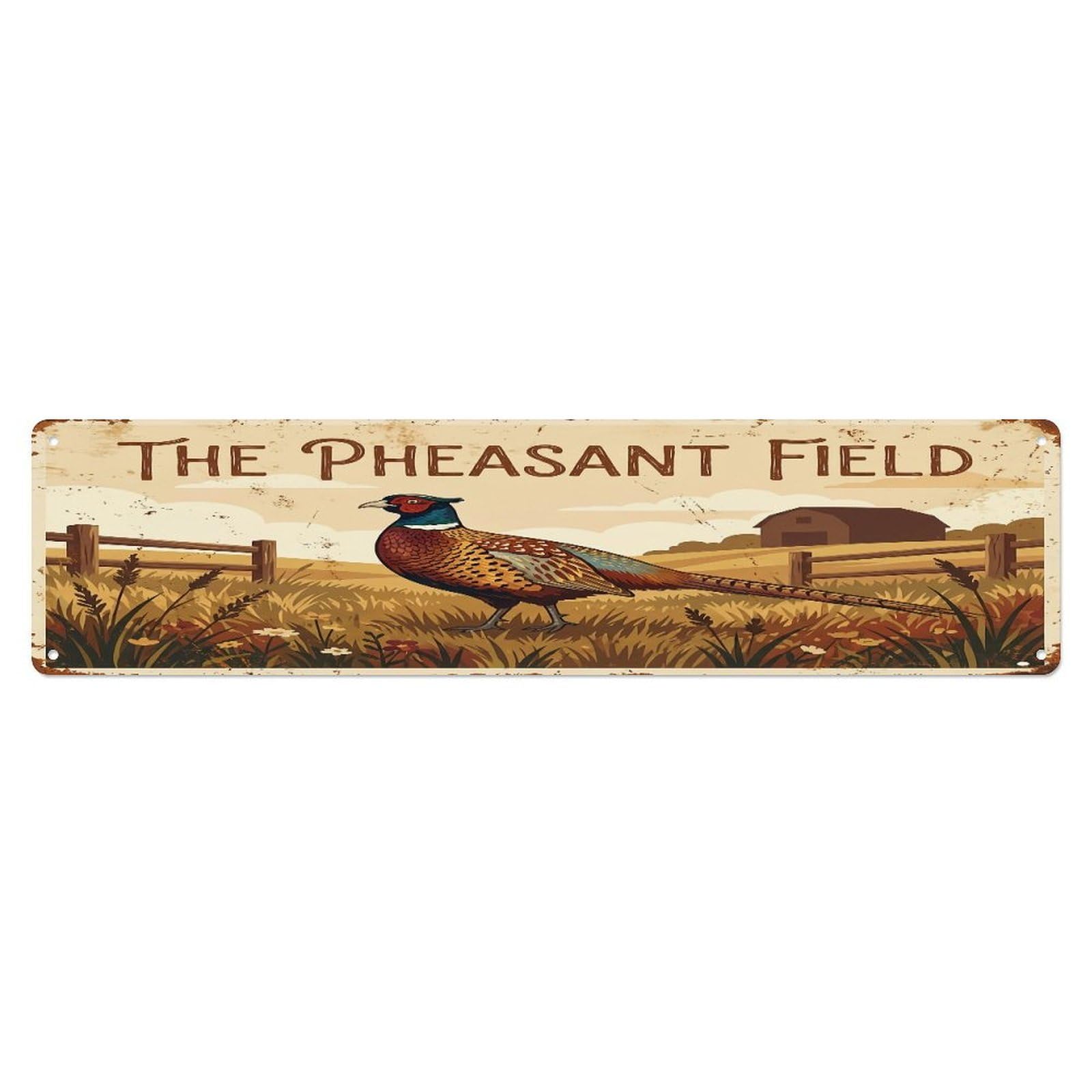 Metal Tin Sign Vintage Pheasant Farm Scene The Pheasant Field