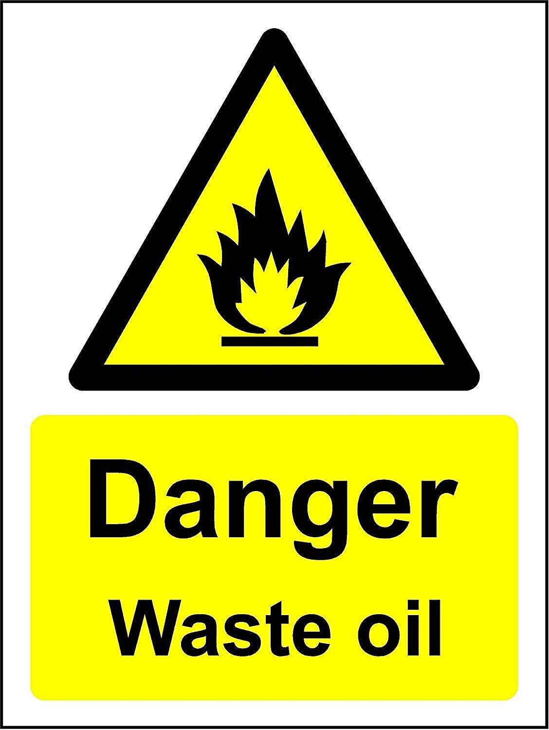 Kpcm Display Ltd Yellow Danger Waste Oil Sign - 1.2Mm Rigid Plastic - 200Mm X 150Mm