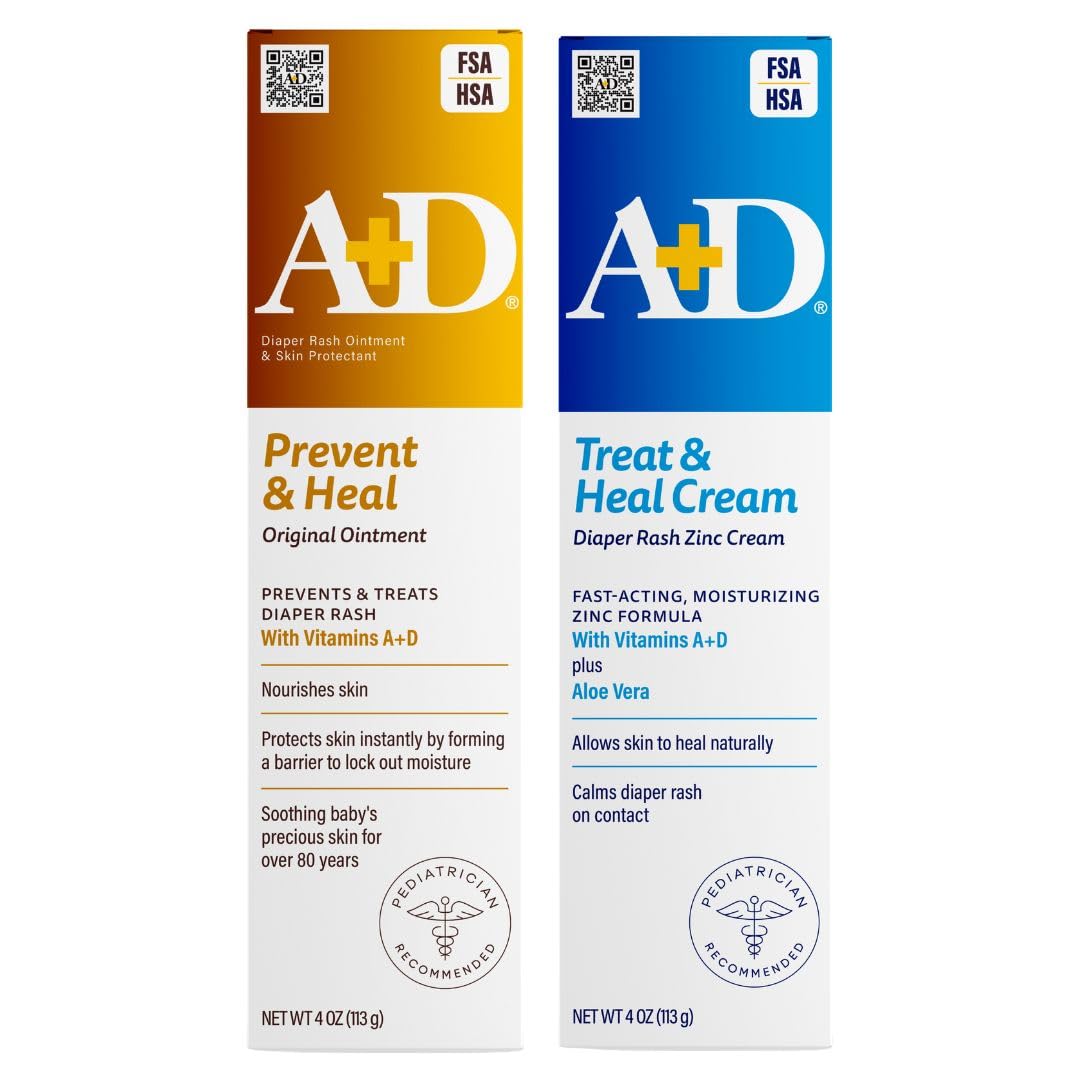 Original Diaper Rash Ointment + Zinc Oxide Diaper Rash Cream 4oz Variety Pack - Prevents & Treats - Moisturizing Skin Protectant With Vitamins A & D