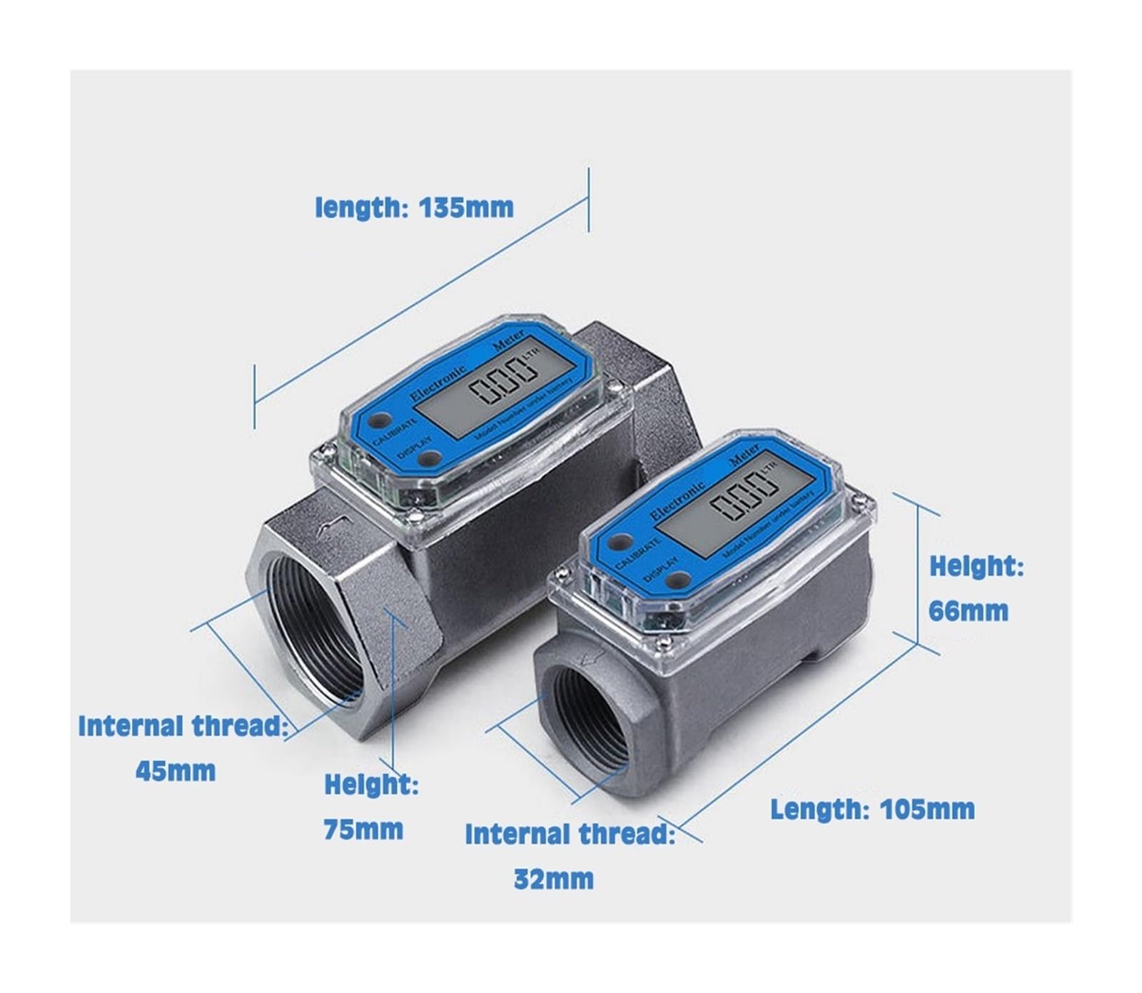 Medidor de flujo digital Indicador Sensor agua LED | 1 Inch