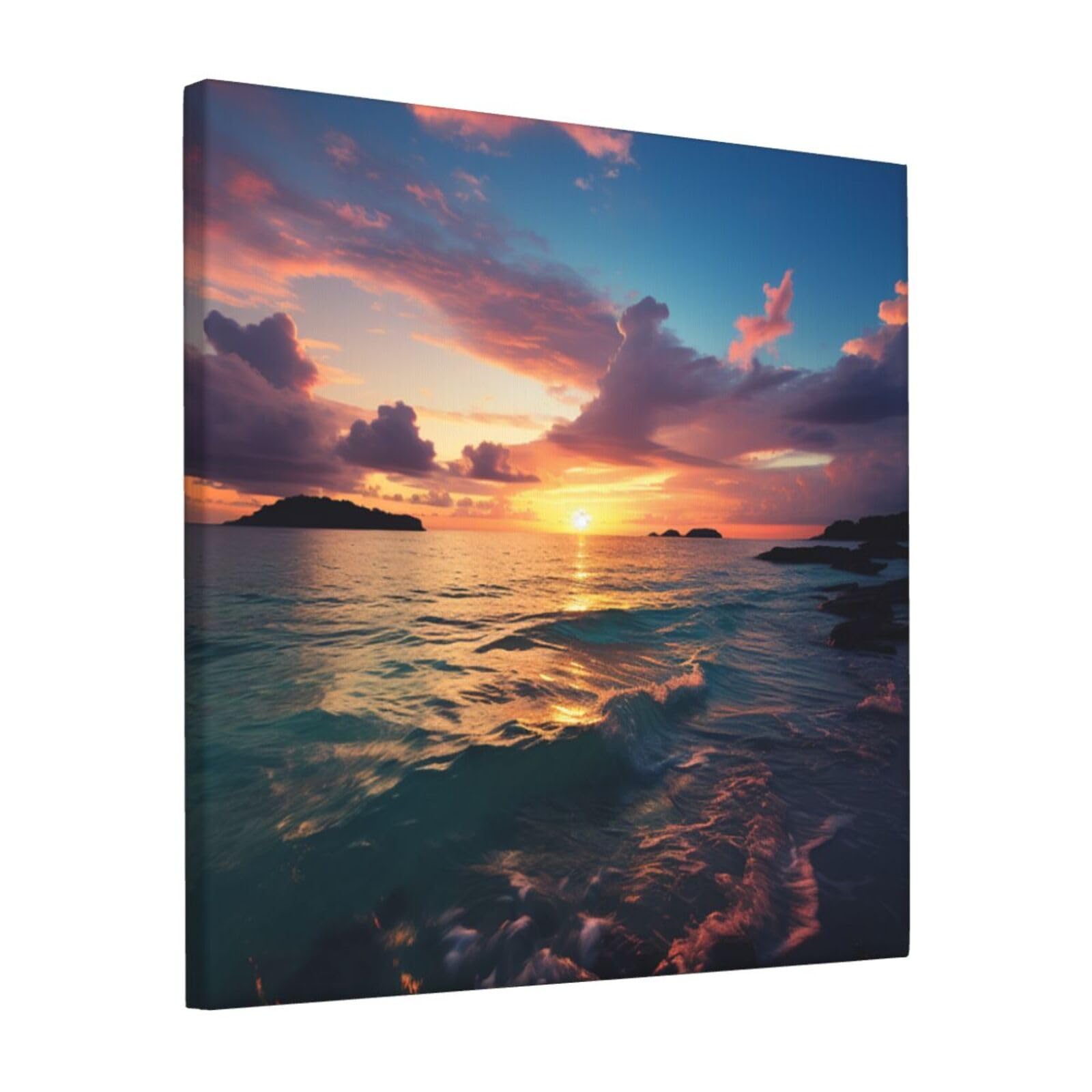 FodPand Ocean And Sunset Canvas Wall Art for Living Room Wall Decor 12"x12" Modern Artwork Painting Pictures Hanging Canvas Prints Aesthetic Wall Art for Bedroom Bathroom Office Wallart Decor