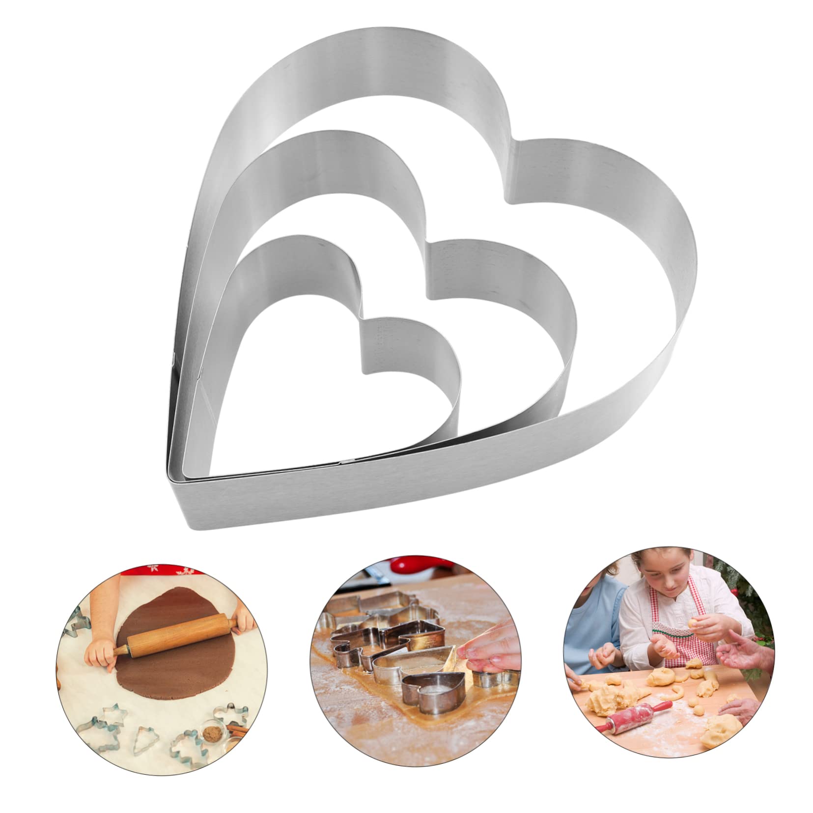 NAMOARLY 3pcs Chic Heart Shape Cake Mold Mousse Molds for Baking High Gloss Easy Creative Cakes and Desserts