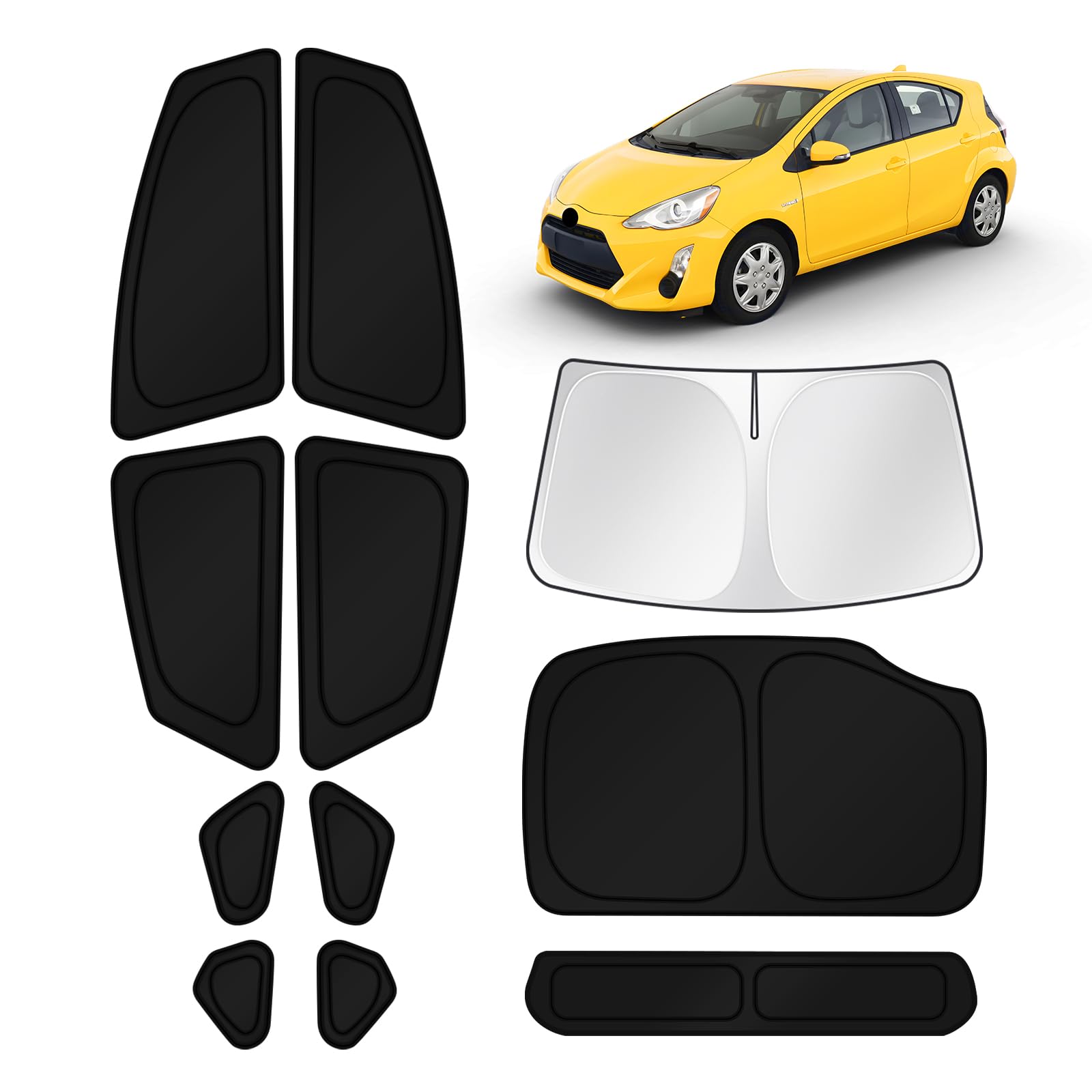 KUST Car Window Shades for Toyota Prius 2010 2011 2012 2013 2014 2015 Windshield Sun Shade Side Window Cover UV Block Privacy Protection Accessories for Camping Blackout Rear Back Full Set 11PCS