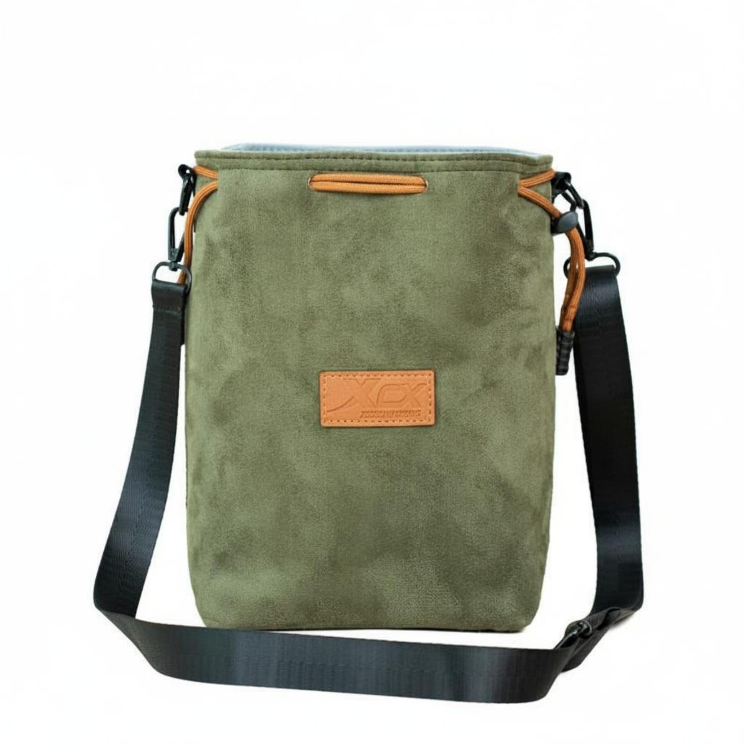portable design drawstring camera pouch shockproof padded camera liner bag suede-like material for photographers, travelers, travel, outdoor, green, l w strap