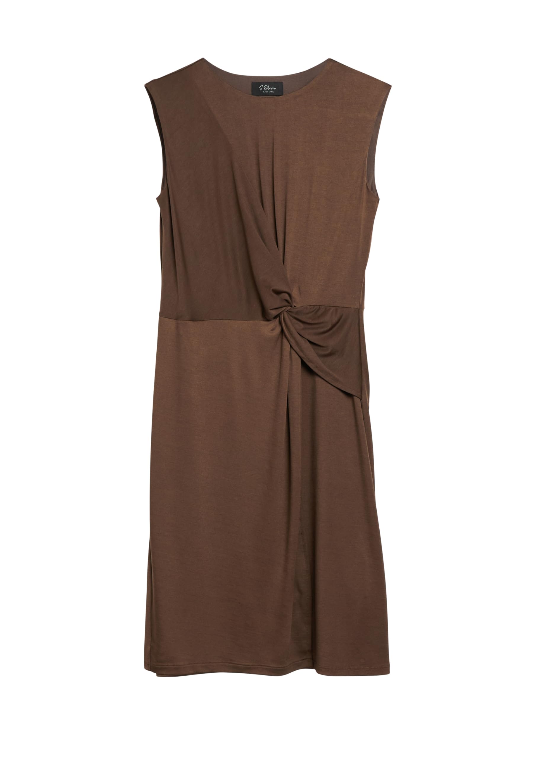 s.Oliver Damen Kleid – Regular Fit, Jersey, ärmellos mit Wickel-Optik und Knoten-Detail