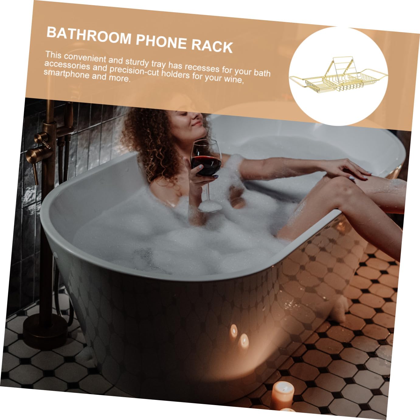 Mensola Vasca da Bagno Estensibile in Acciaio Resistente Antiscivolo con Supporto per Libri Tablet e Bicchiere di Vino Fino Design Elegante e Facile da Pulire per Bagni Moderni