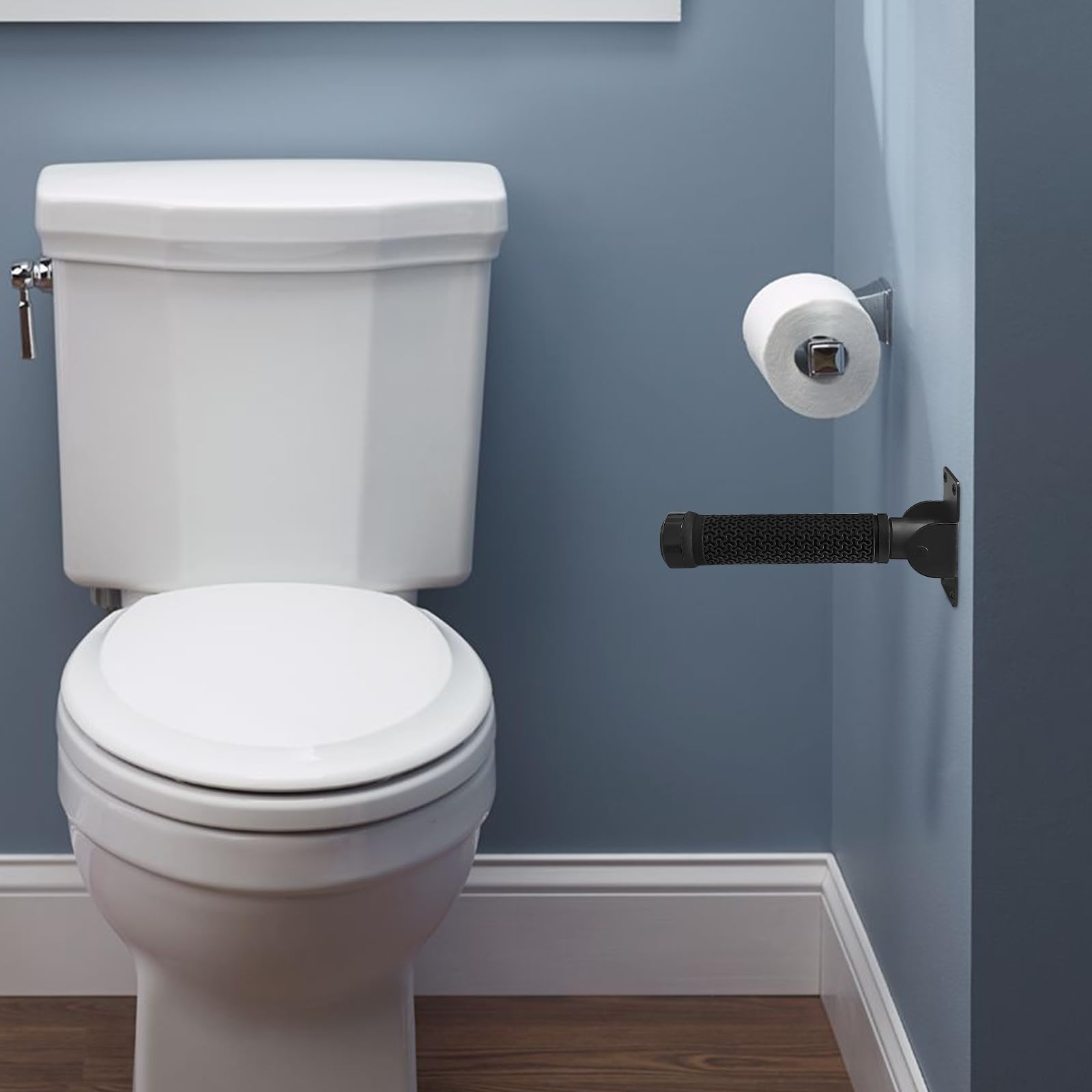 Maniglione ribaltabile, maniglie di sicurezza, impugnatura antiscivolo, per parete, porta, scale, gradini, per anziani, anziani, disabili, disabili e persone ferite, (nero)