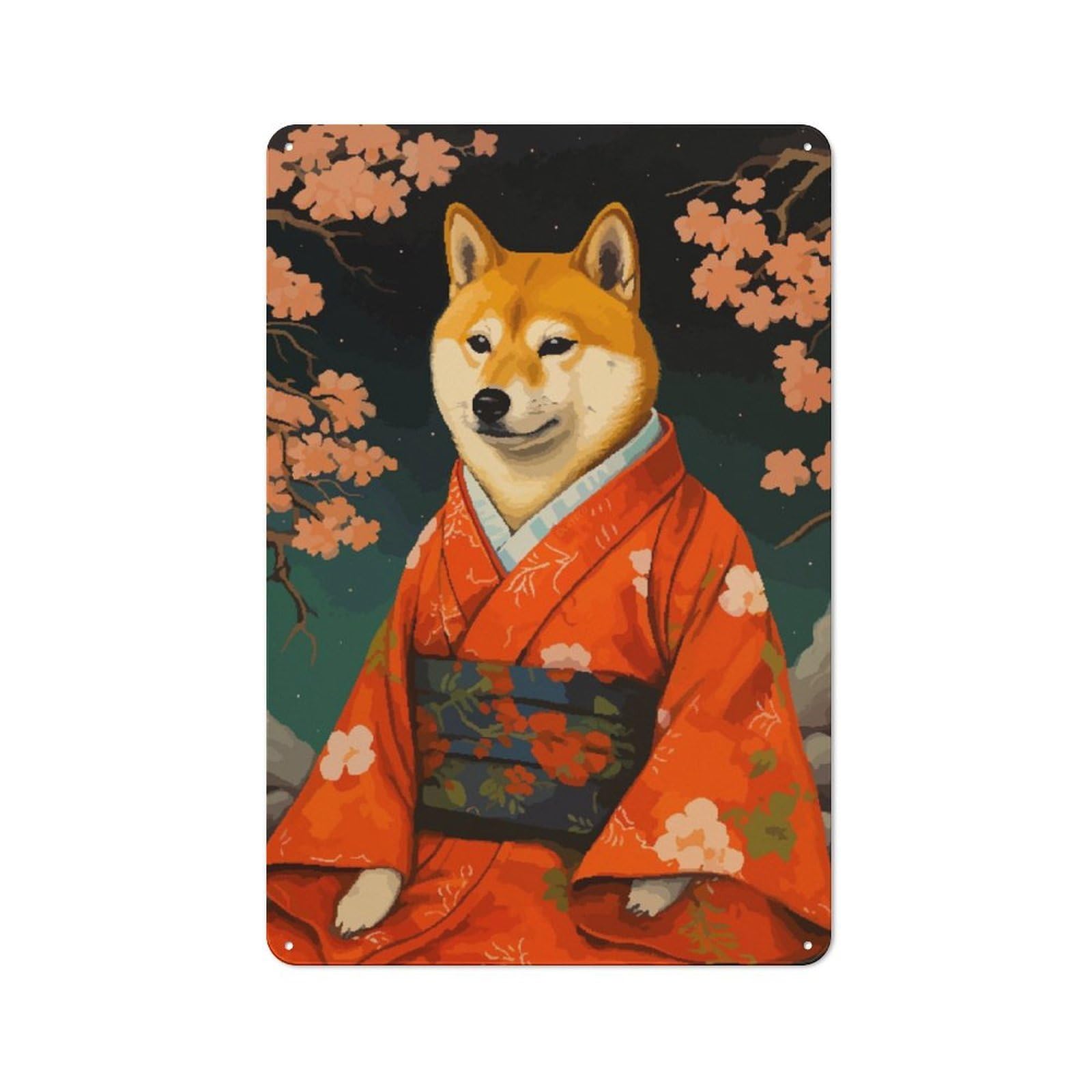 Junmoney Shiba Inu Dog Pixel Art Rustic Tin Wall Plaque 30X20cm For Home Bar Wall, For Vintage Wall Decor Fans, For Living Room And Hallway Decor