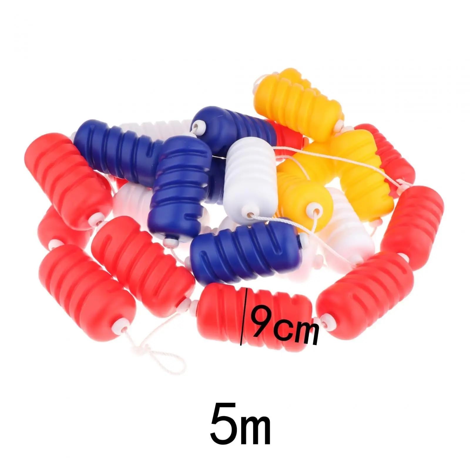 Trennseil for Schwimmbecken mit 3 farbigen Schwimmbojen, 500 cm lang, Trennlinie for Schwimmclubs, Strand- und Poolpartys, flach für Schwimmbad(6cm Dia)