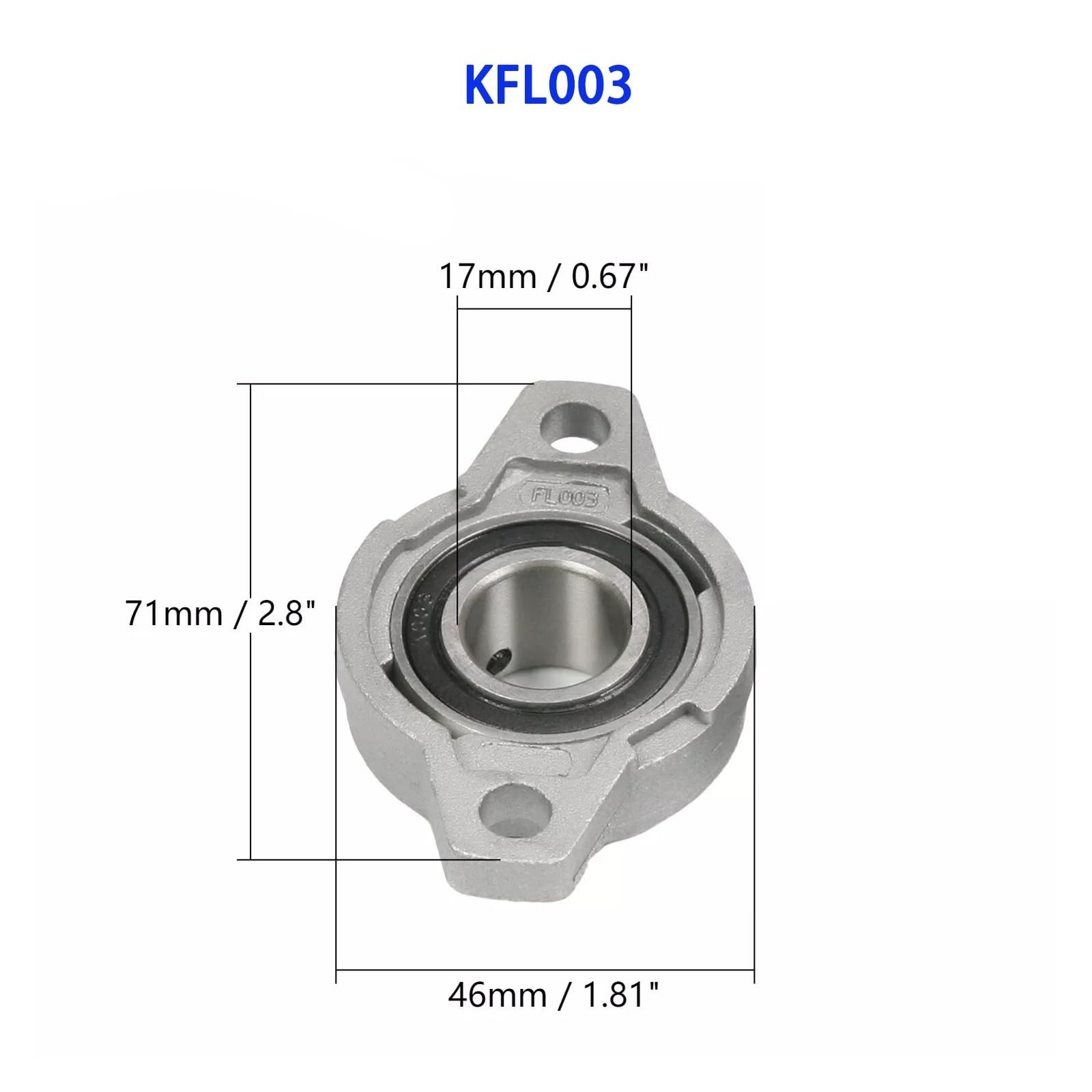 Cuscinetto con supporto integrato Albero lineare con inserto in lega di zinco con cuscinetto rombico da 4/10 pezzi 8mm-25mm(KFL003 17MM,10Pcs)