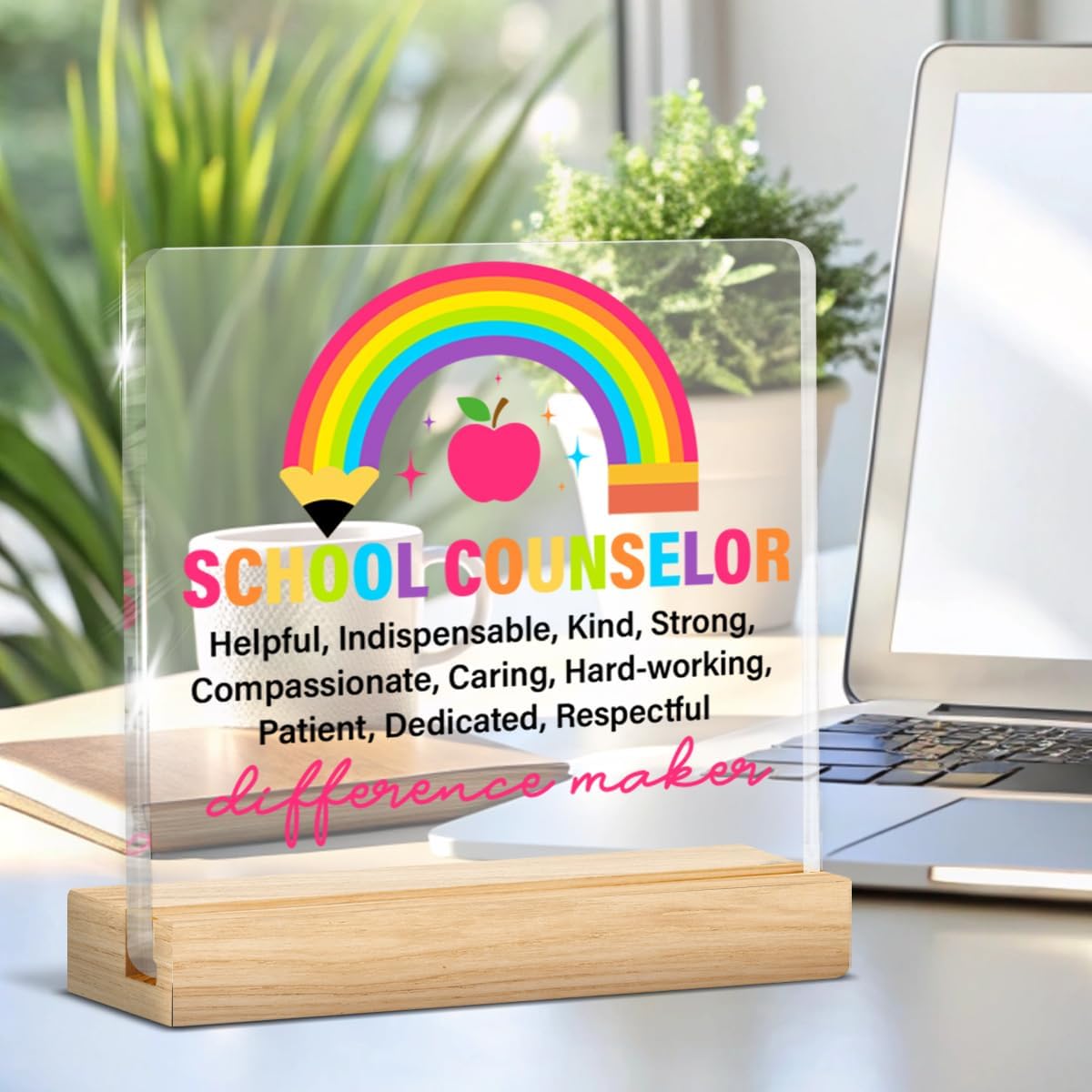 School Counselor Gifts for Appreciation Retirement Farewell End of Year, Thank You Gifts for School Counselor Difference Maker Acrylic Sign Counselors Office Desk Decor - Image 4