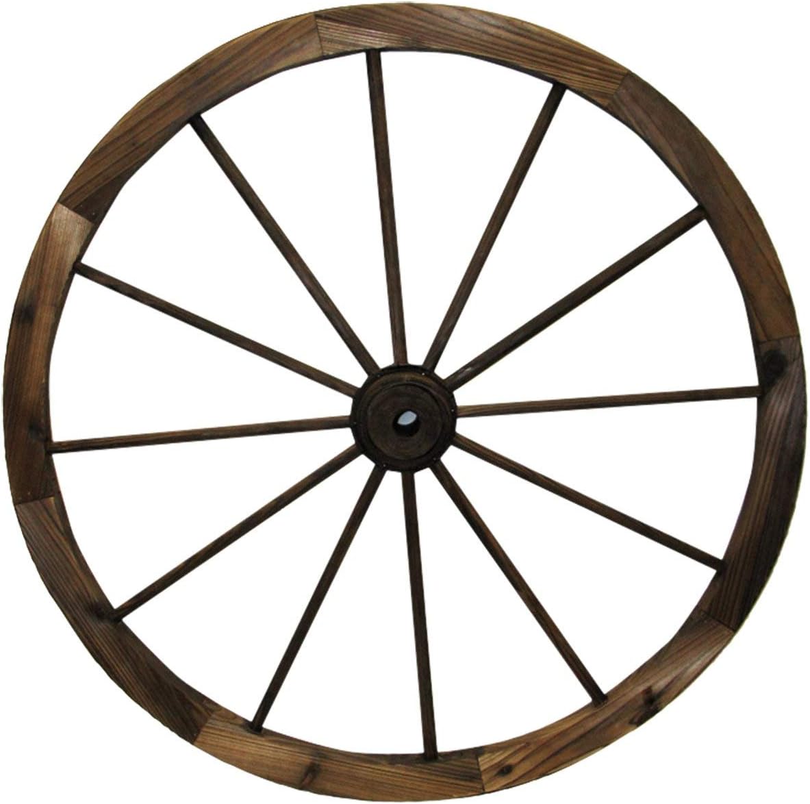 Leigh Country 36-Inch Wooden Wagon Wheel, Rustic Decorative Yard/Garden Décor, for Decoration Only