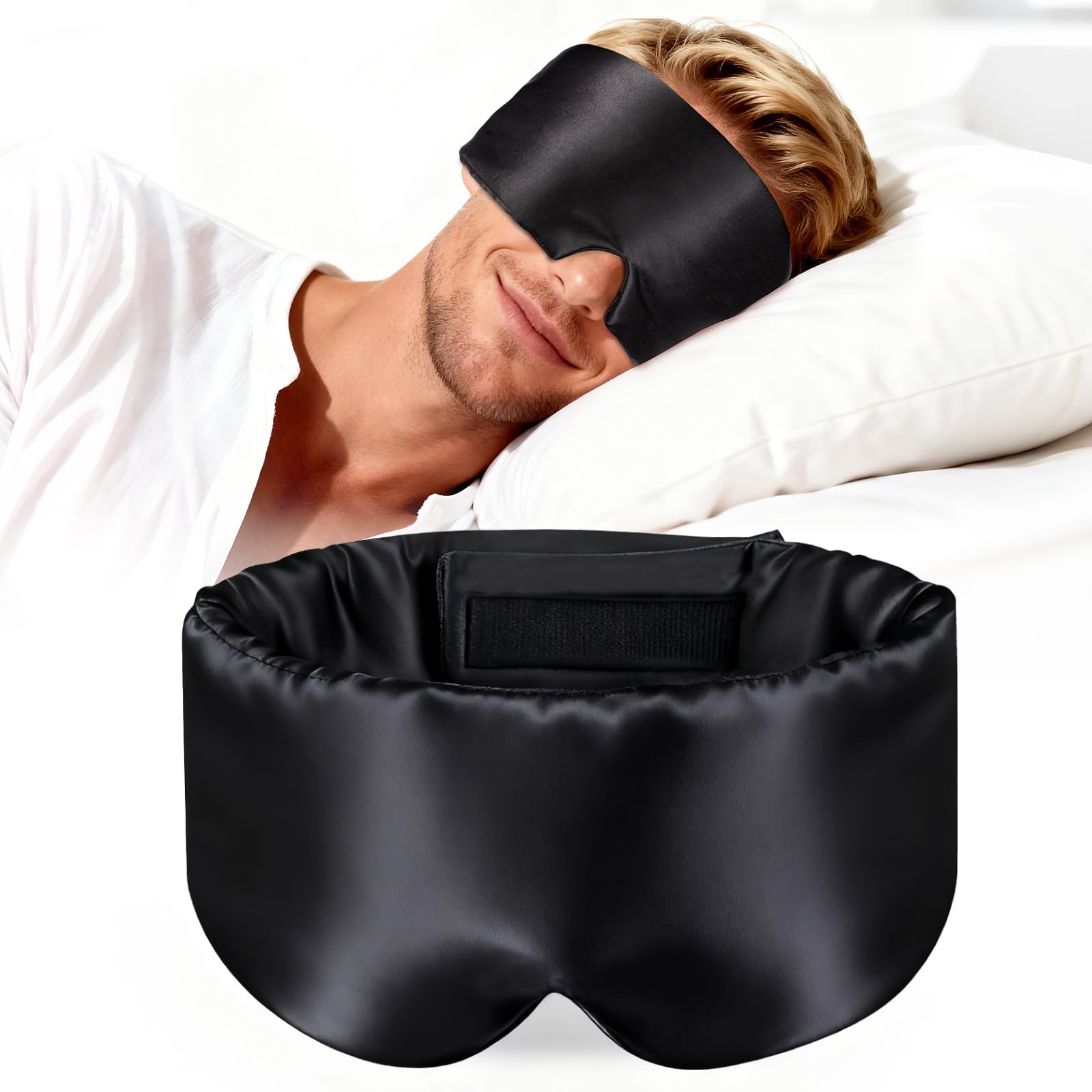 Silk Sleep Mask 100 Mulberry Silk Eye Mask for Sleeping Soft Slip Feel Adjustable Headband Blackout for Side