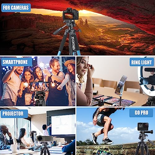 ZOMEi 188 cm Tripod Heavy Duty Tall Tripod Stand, Professional Travel Video Tripod Compatible with DSLR Cameras - Image 3