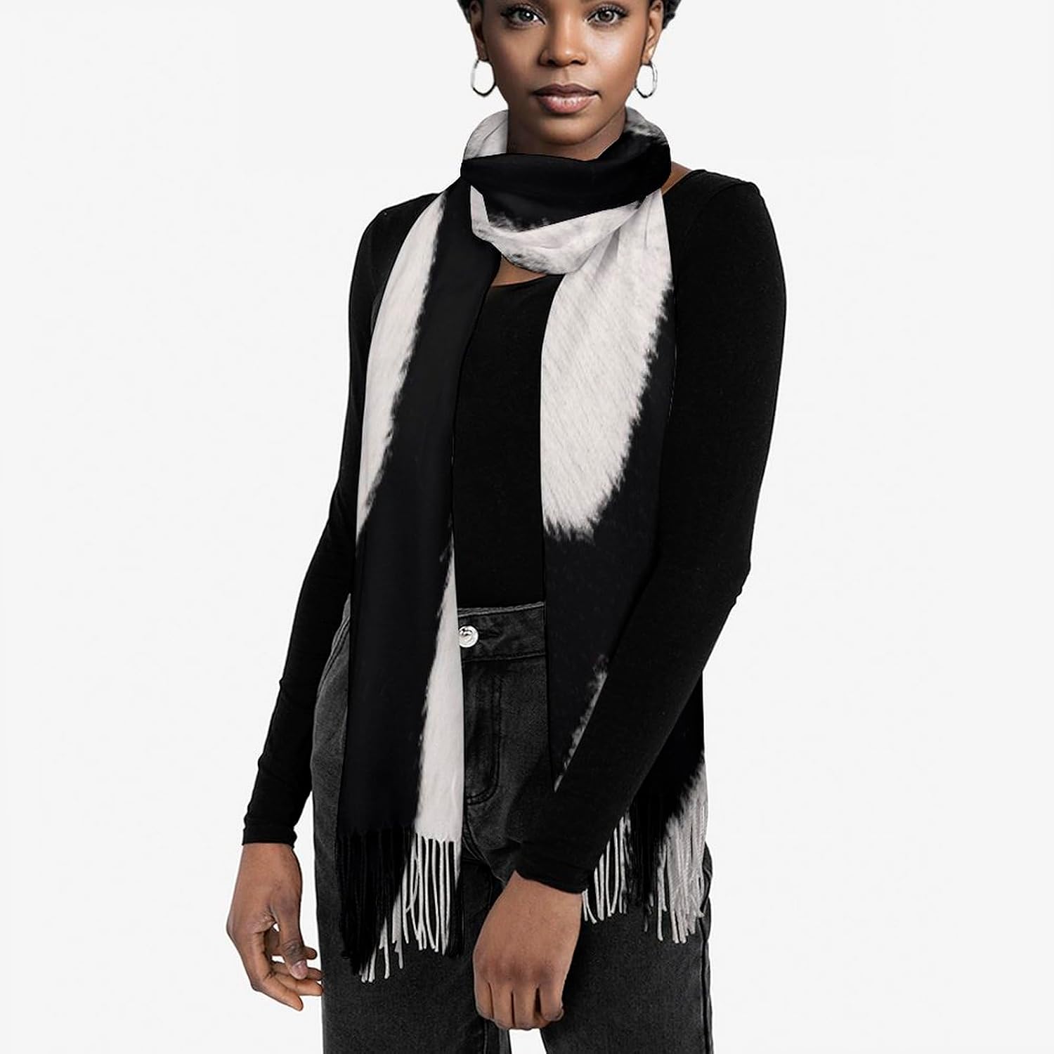 Zebra Animal Winter Scarf for Women Soft Tassel Scarves Oversized Wraps Long Shawl Cold Weather Thick Blanket Scarfs