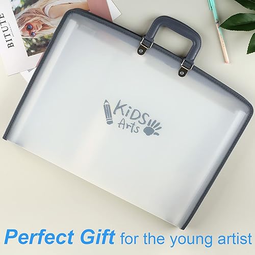 Miniatura 7 de Acocony Organizador de archivos de acordeón de 11 x 17 pulgadas, 13 bolsillos, carpeta de cartera de 11 x 17 pulgadas para obras de arte con asa,