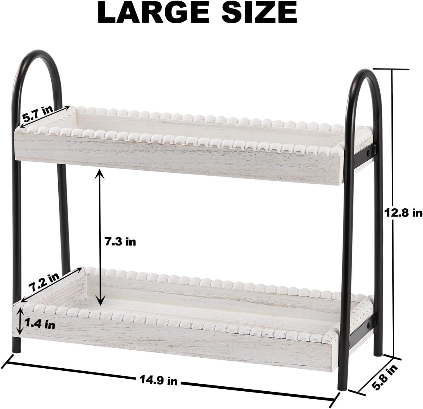 2 Tier Coffee Bar Organizer, Wood Coffee Bar Accessories Shelf for Countertop, Rustic Coffee Station Organizer Decor Stand Rack for Mugs Cups Syrup, Condiment Storage Holder for Kitchen, Home, Office
