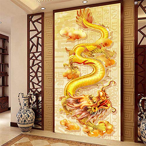 5D ダイヤモンド絵画 龍 全面貼り付け DIY 創造的装飾 壁アート 芸術品 手作り ダイヤモンド (130*50CM)