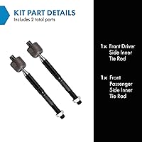 Vista 111 de TRQ Juego de barras de acoplamiento interiores delanteras 2 piezas compatibles con Acura RDX 2013-2018