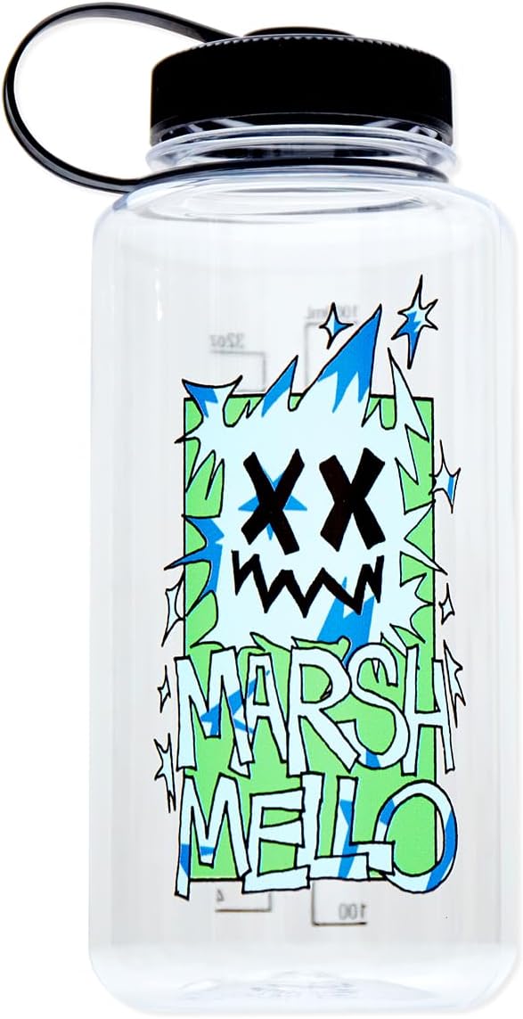 Marshmello - Spikey Wide Mouth Water Bottle - 34 oz/1006mL, Reusable, Copolyester Bottle for Everyday Use, Outdoor Activities, Sports, Travel