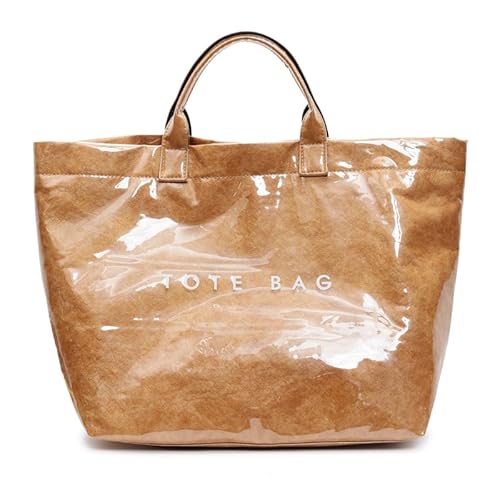 Bolso de mano para mujer, bolso de mano transparente de PVC, bolso grande Neverfull para el trabajo y las compras, marrón claro, Talla única Bolso de mano para mujer, bolso de mano transparente de PVC, bolso grande Neverfull para el trabajo y las compras, marrón claro, Talla única