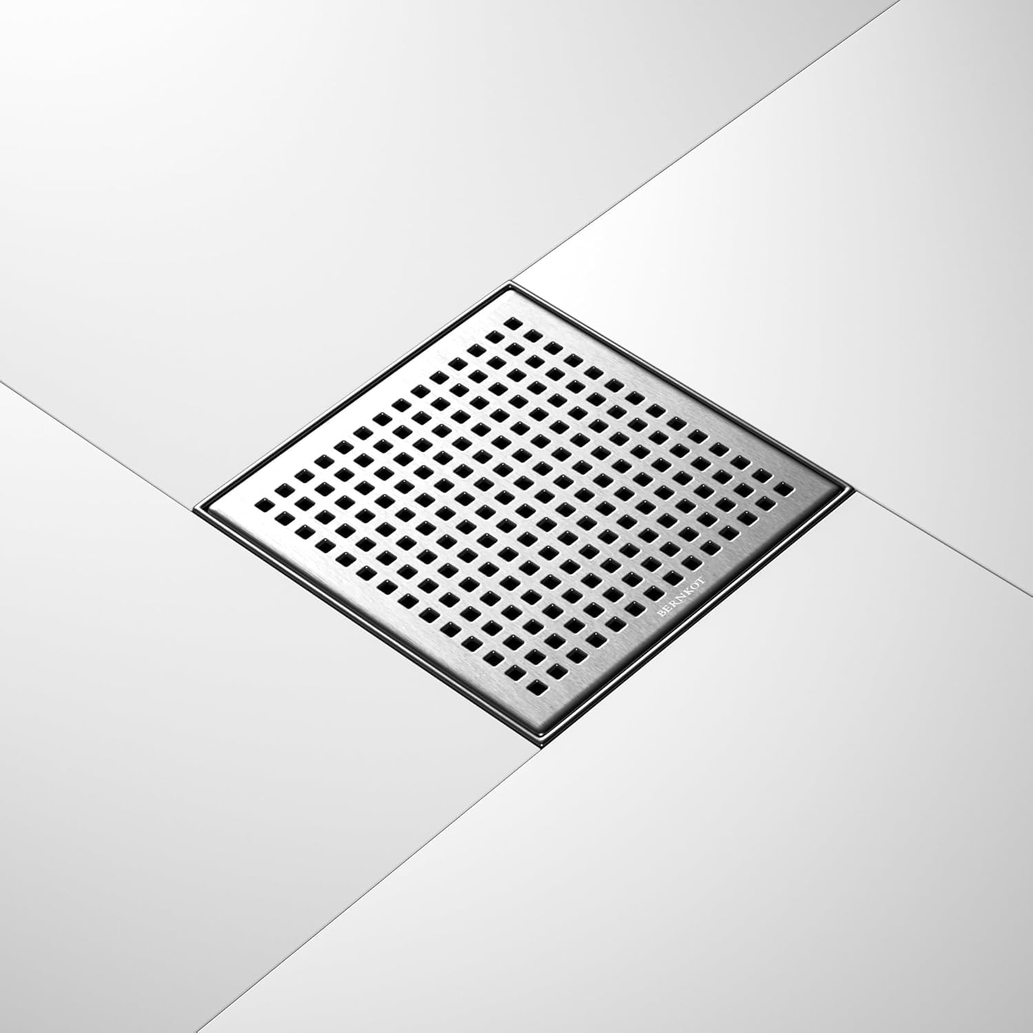 DN50 DN40 Canne de Douche carrée 20 x 20 cm, Siphon 360 ° avec Anti-odeurs et passoire à Cheveux en Acier Inoxydable gouttière d'évacuation de Sol très Plat