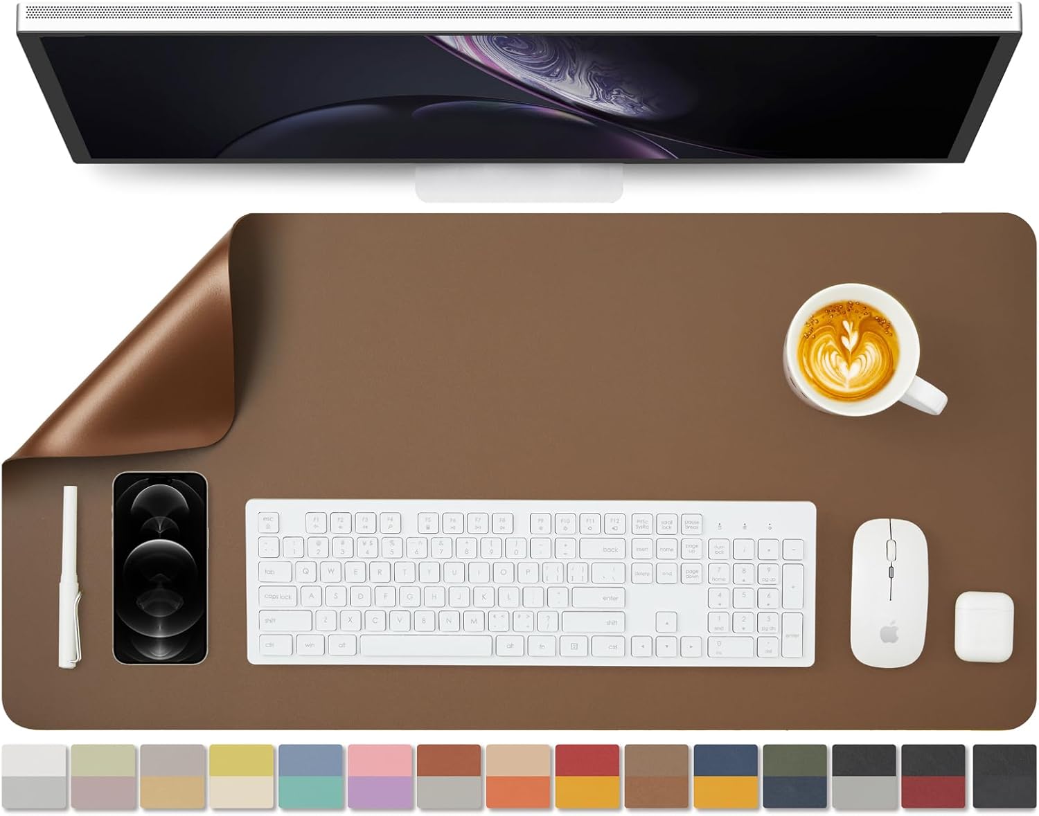 Dual Sided Leather Desk Mat Waterproof Desk Pad for