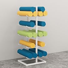Yoga Mat  Stand  - Metal Egzersiz Aleti Tutaca , K p k Rulolar, Elastik Bantlar ve Bloklar i in  deal - Ev Spor Salonu ve Yoga Aksesuarlar  Beyaz