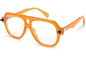 Women Men Aviator Orange Frame Blue Light Blocking Anti Glare Computer Eyeglasses