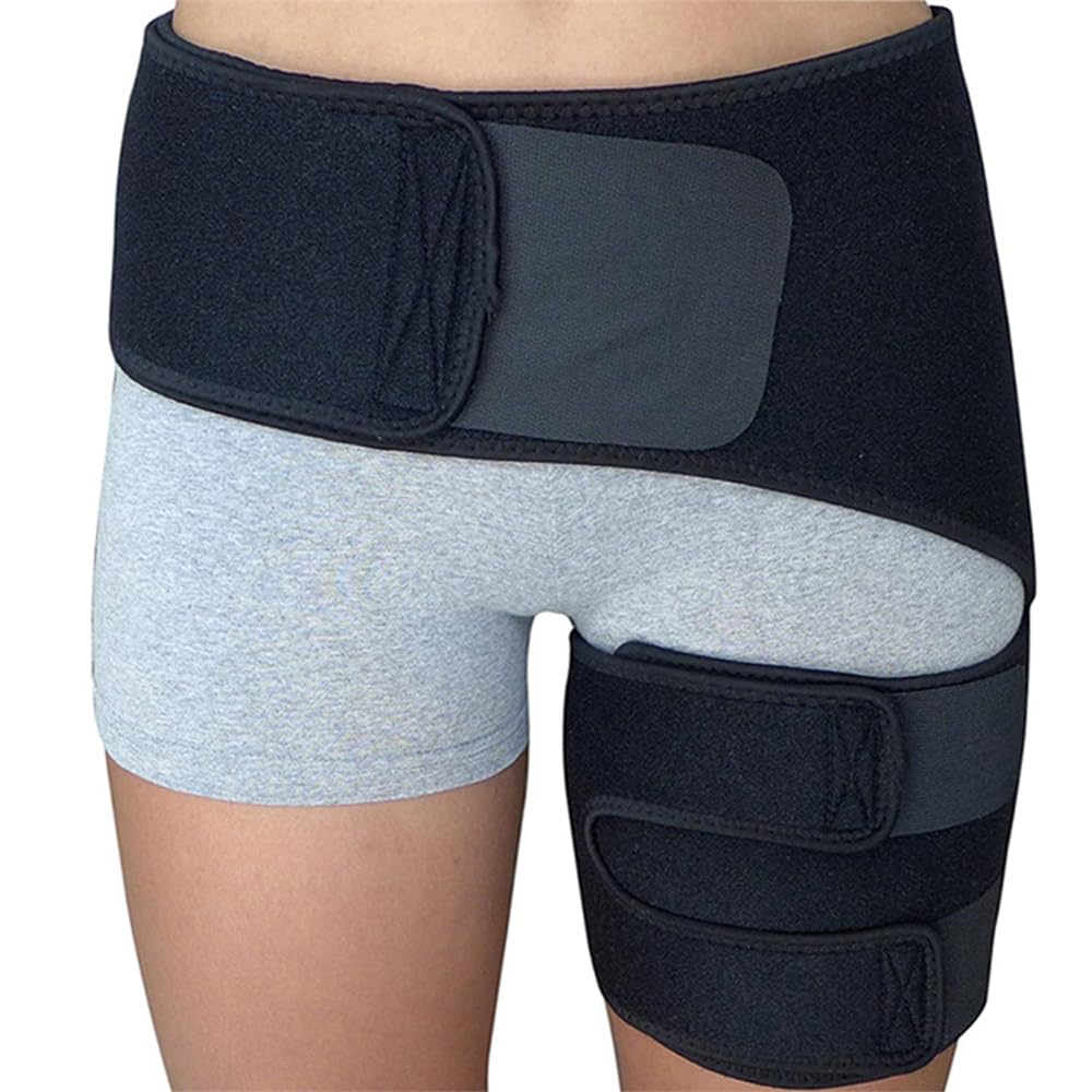 Hip Brace, Compression Support Ease Pain from Sciatic Nerve, Thigh Pull, Hip Fleхоr Strain, Sacroiliac Joint Stabilizer, Upper Leg Muscle Wrap, SI Belt Device for Men, Women​, Hip Flexor Brace (Black)