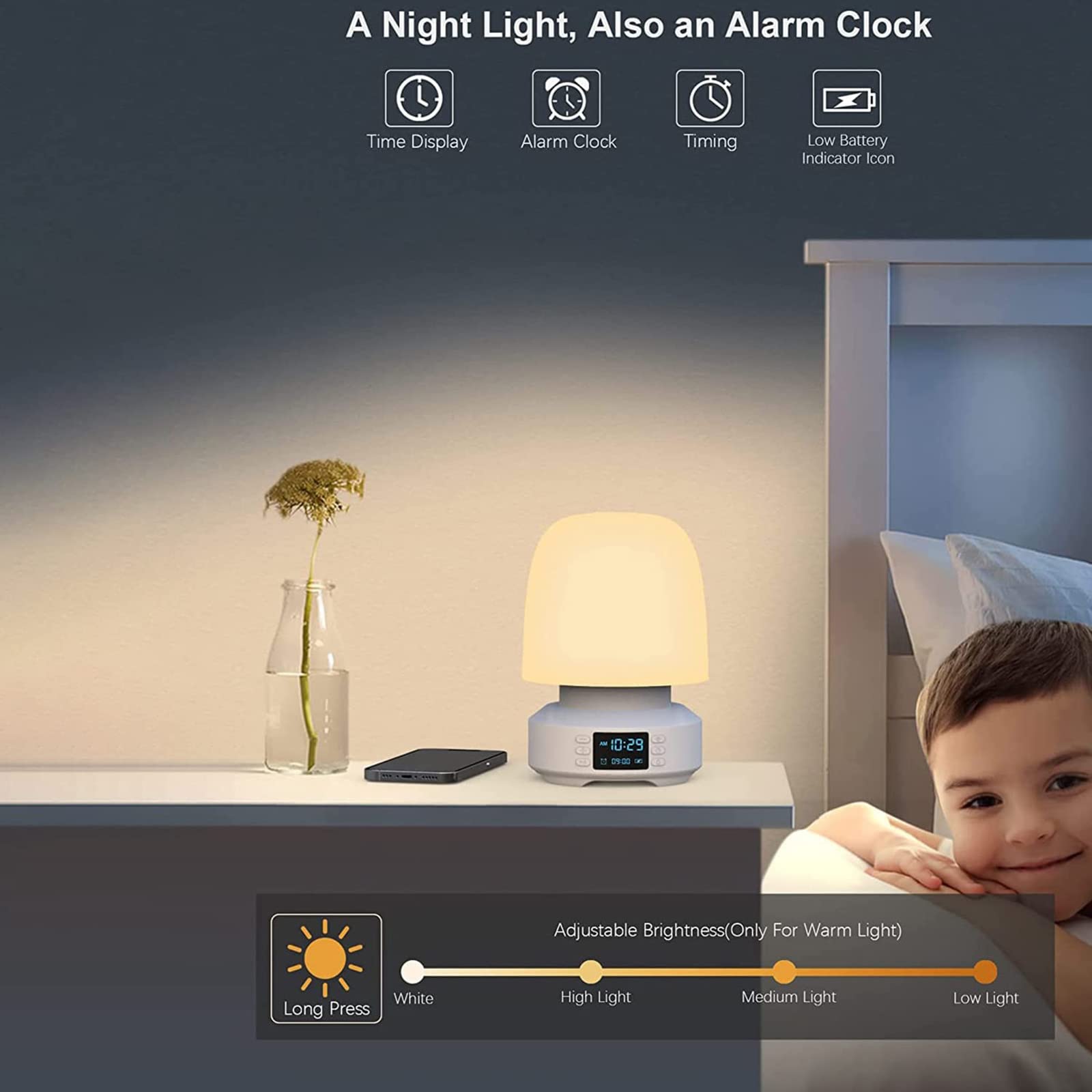 TsoLay Luci Notturne con Altoparlante Bluetooth, Lampade da Comodino a LED con Telecomando, Surround Stereo a 360°, Surround Stereo a 360°, 7 Colori E 4 modalità di Illuminazione, per L'home Office