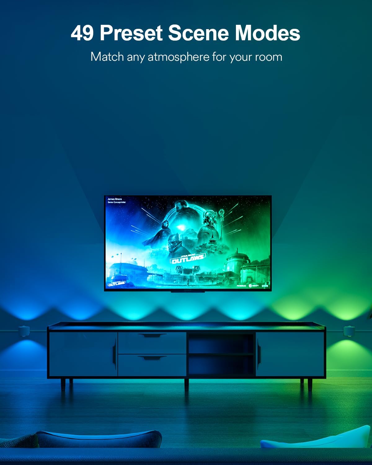 Lumary RGBAICW Smart Wall Sconces, Indoor WiFi Wall Lights for Room Decor, 18.4ft with 14 LEDs Color Changing DIY Light Fixture for Bedroom, Living Room, Party, Compatible with Alexa/Google Assistant