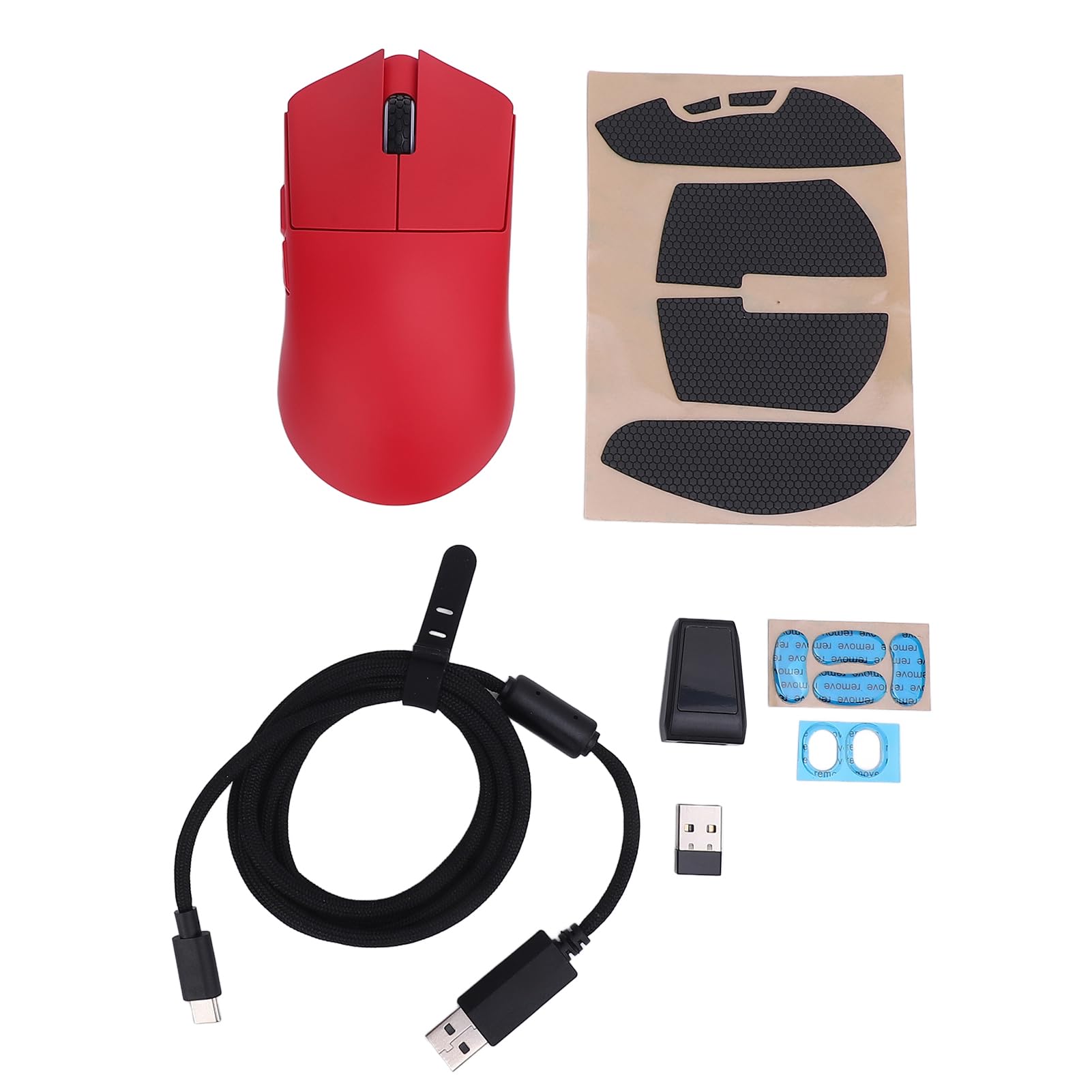 Ratón para Juegos 30000DPI Modo Dual con Cable Inalámbrico Ergonómico para Jugadores de PC Diseño Liviano de 55 G (Rojo)