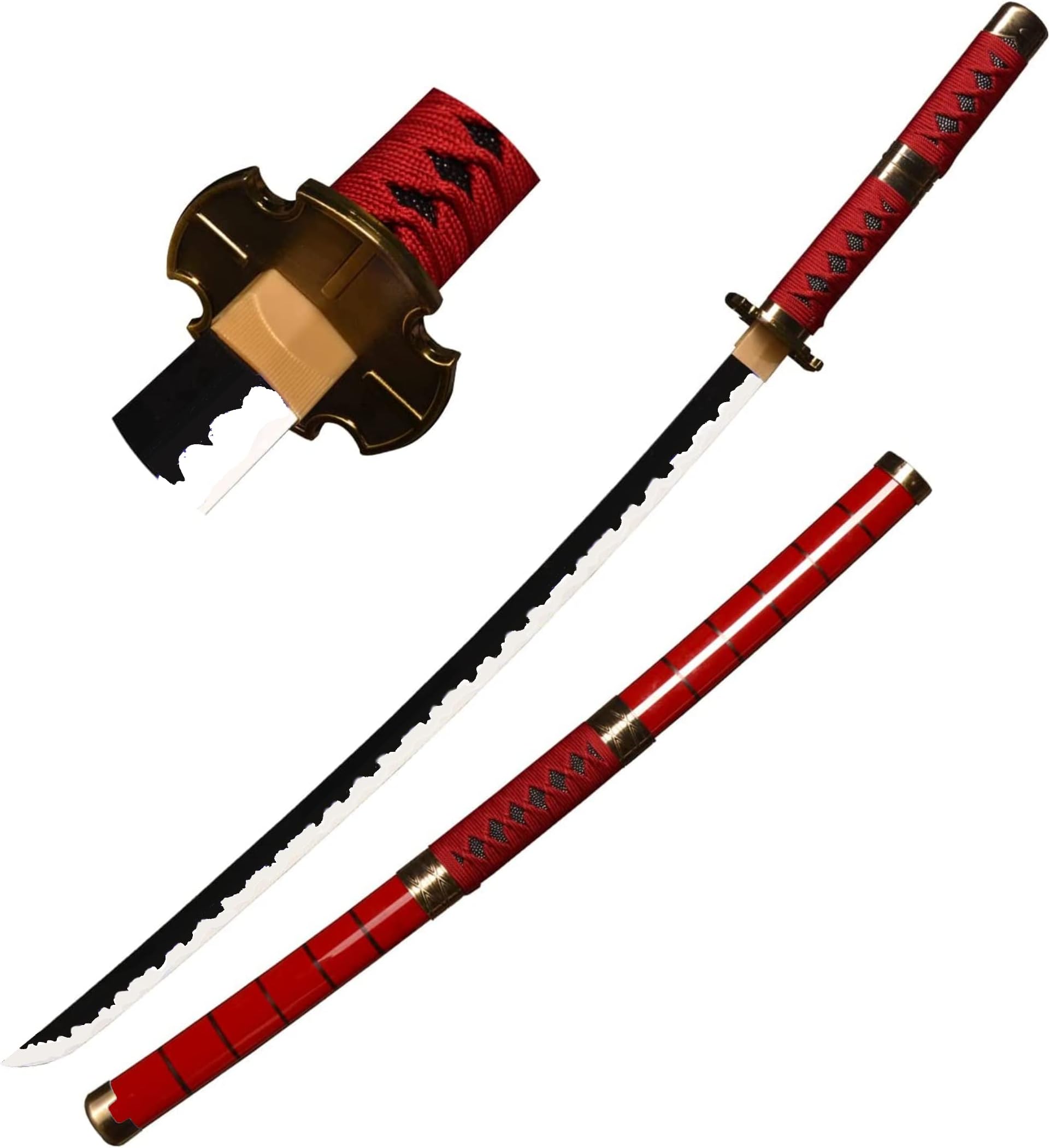 One Piece Roronoa Zoro Cosplay Wooden Swords Replica Props 100cm (Red)
