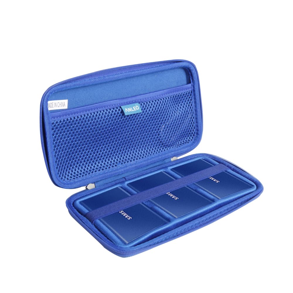 Anleo Hard Travel Case for Samsung T7 / T7 Touch Portable SSD 1TB 2TB 500GB USB 3.2 External Solid State Drive (Sapphire Blue)