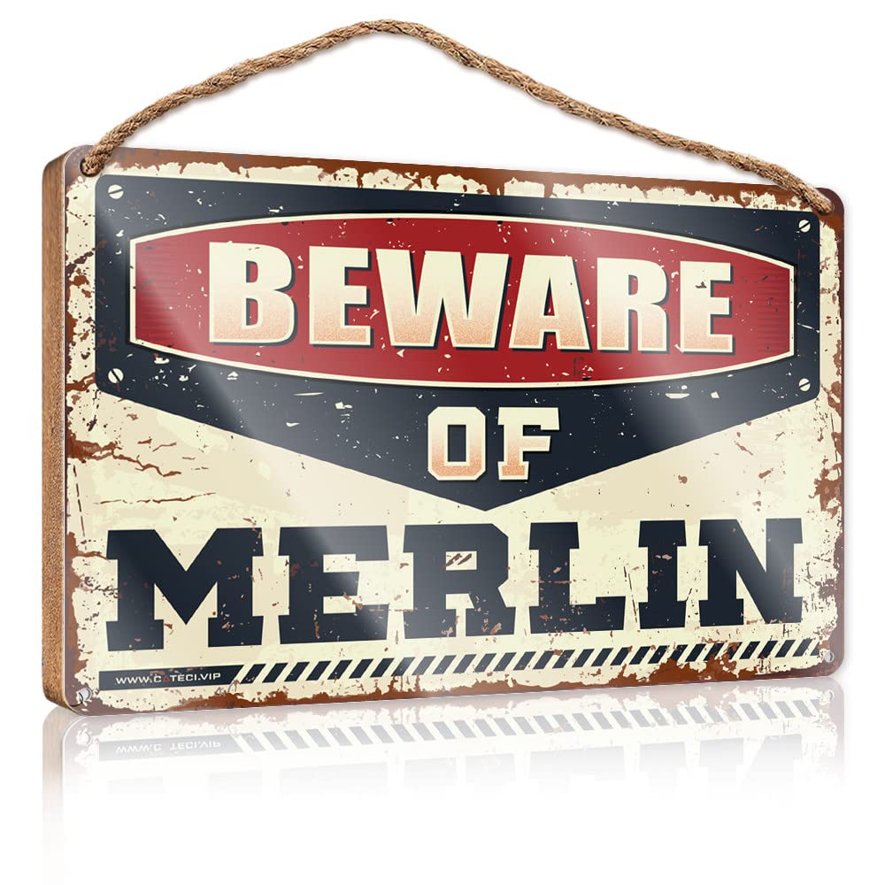 Helioforge One Color Wooden Signcute Beware Of Merlin Wooden Sign(15X28cm)