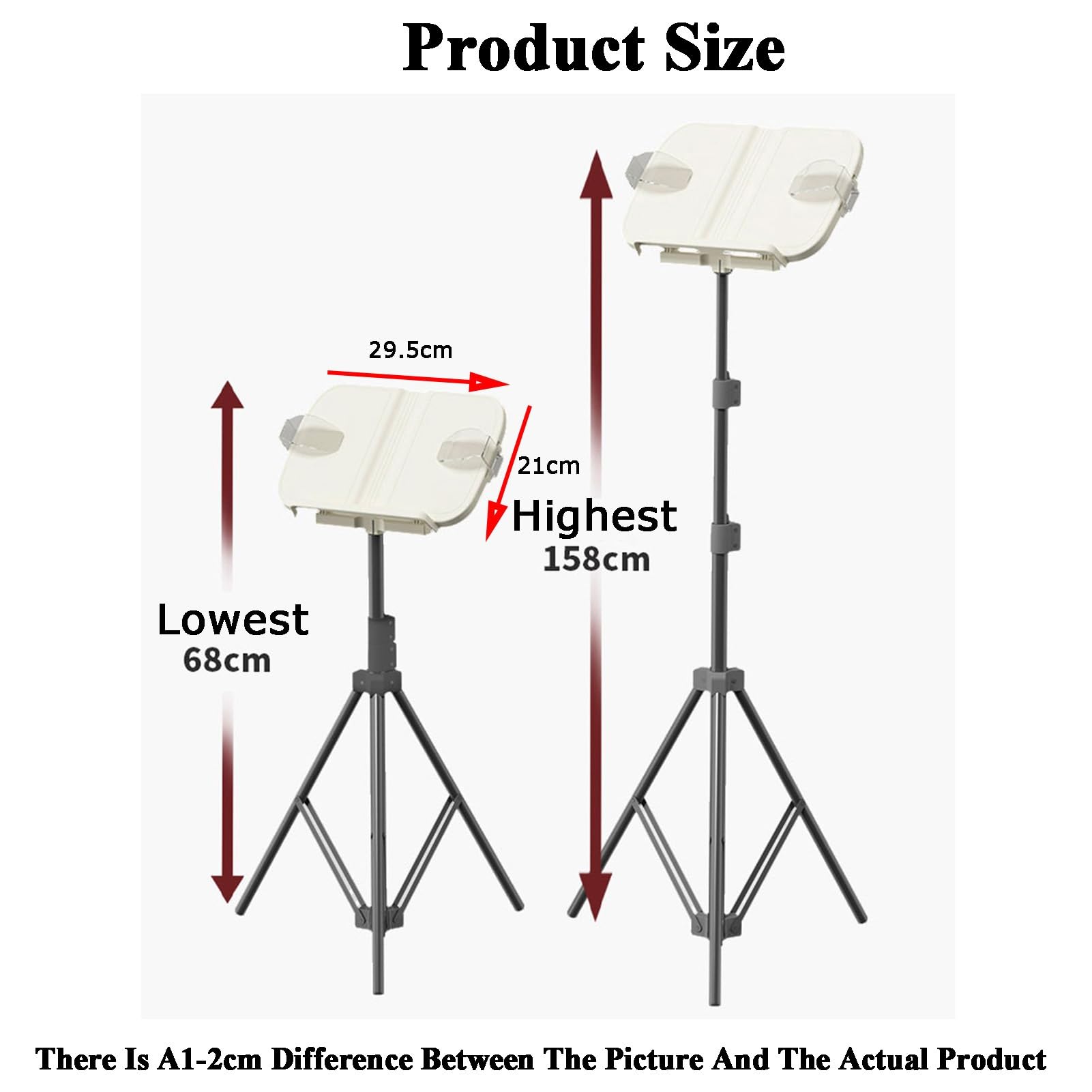 Soporte de música portátil ajustable, altura 68-158 cm, ideal para boo, partituras y estudios de recetas, perfecto para músicos y estudiantes