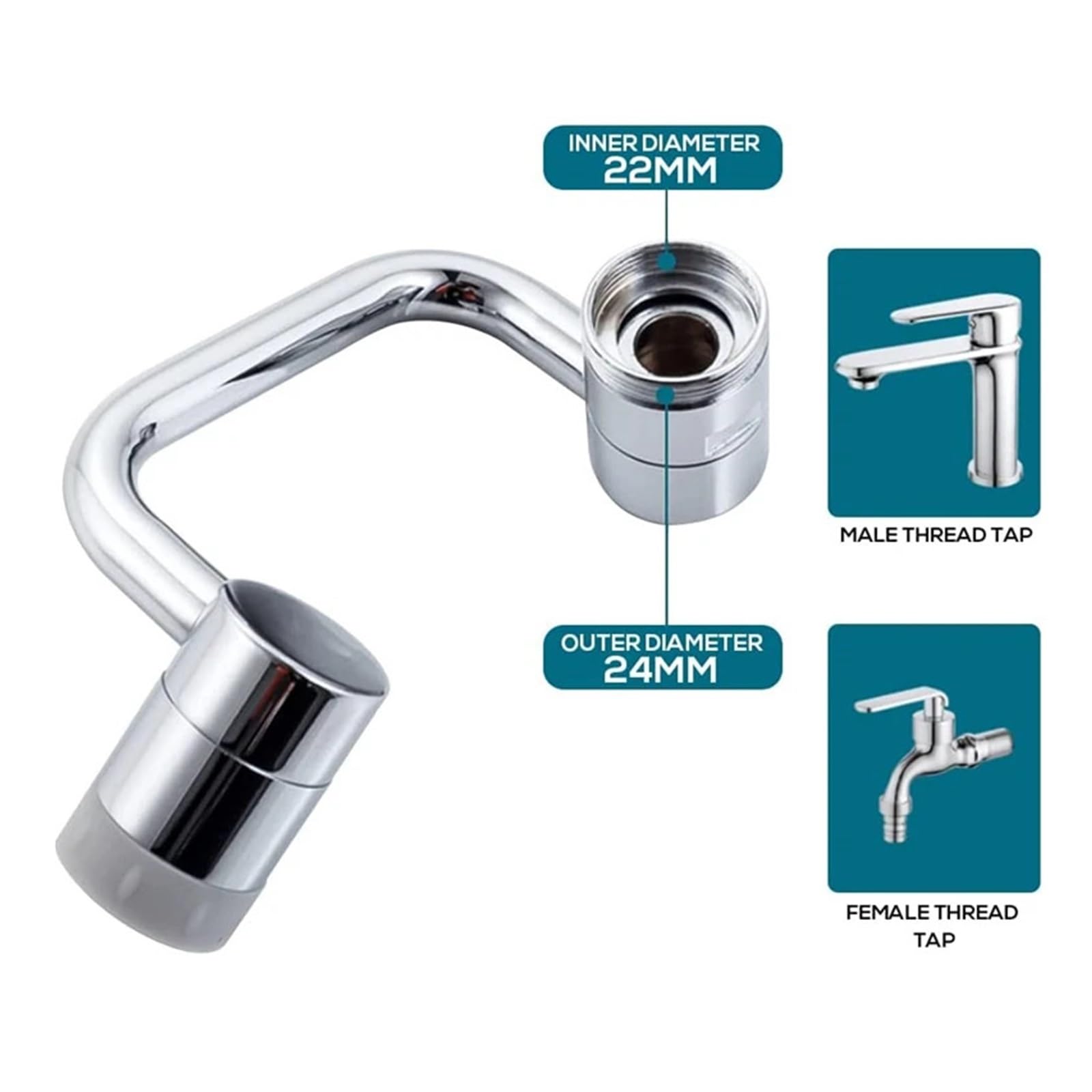 Grifo Giratorio Universal De Acero Inoxidable 1080 °, Brazo Robótico, Extensión Giratoria, Aireador, Extensor Cocina Bien Hecho(Single mode)