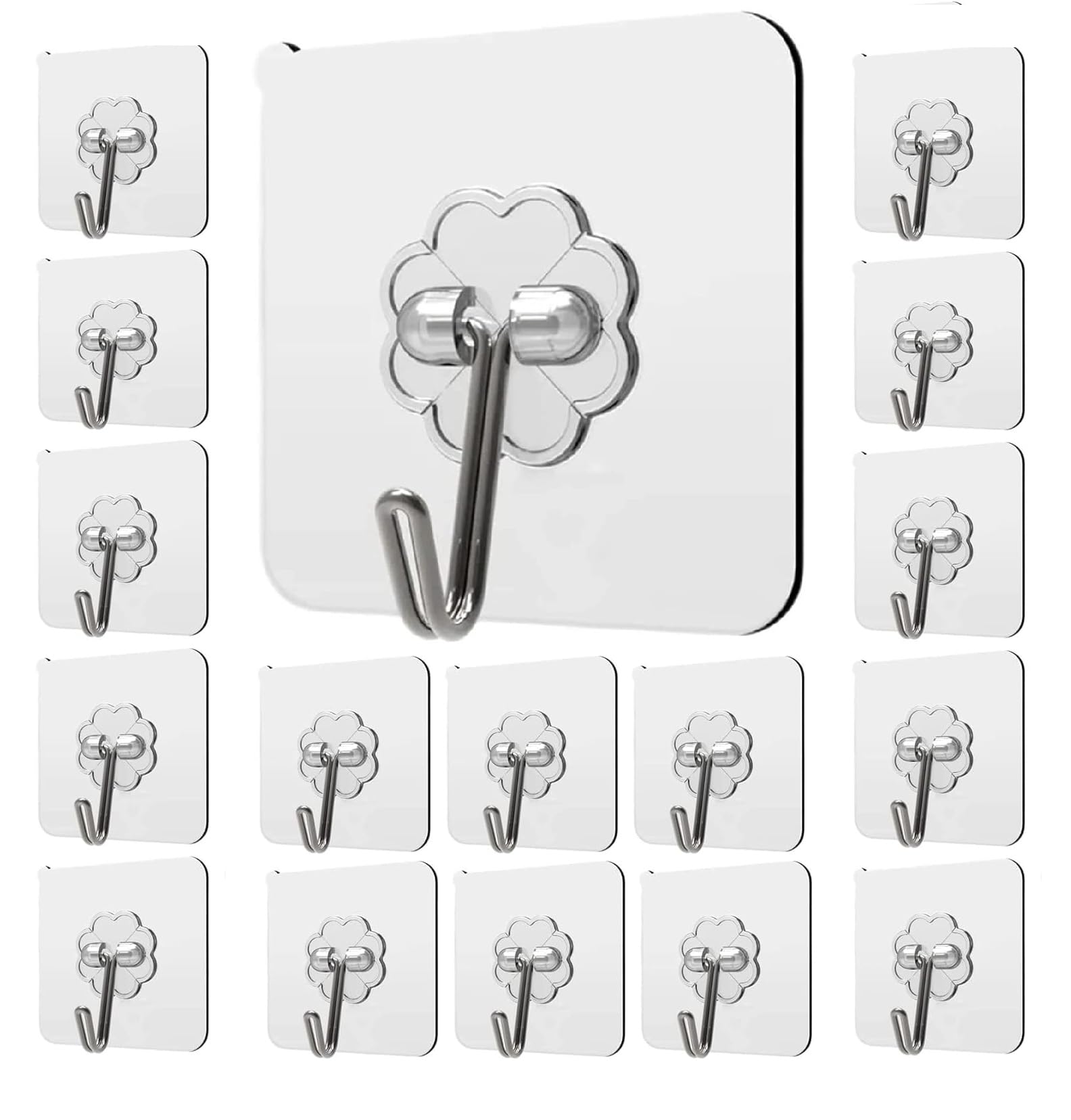 CVD Stick on Adhesive Waterproof Plastic Wall Hooks Hangers for Hanging Robe, Coat, Towel, Keys, Bags, Lights, Calendars | Max Load 15 kg -Transparent (Pack of 20) (B0D313SZ82) Amazon Price History, Amazon Price Tracker