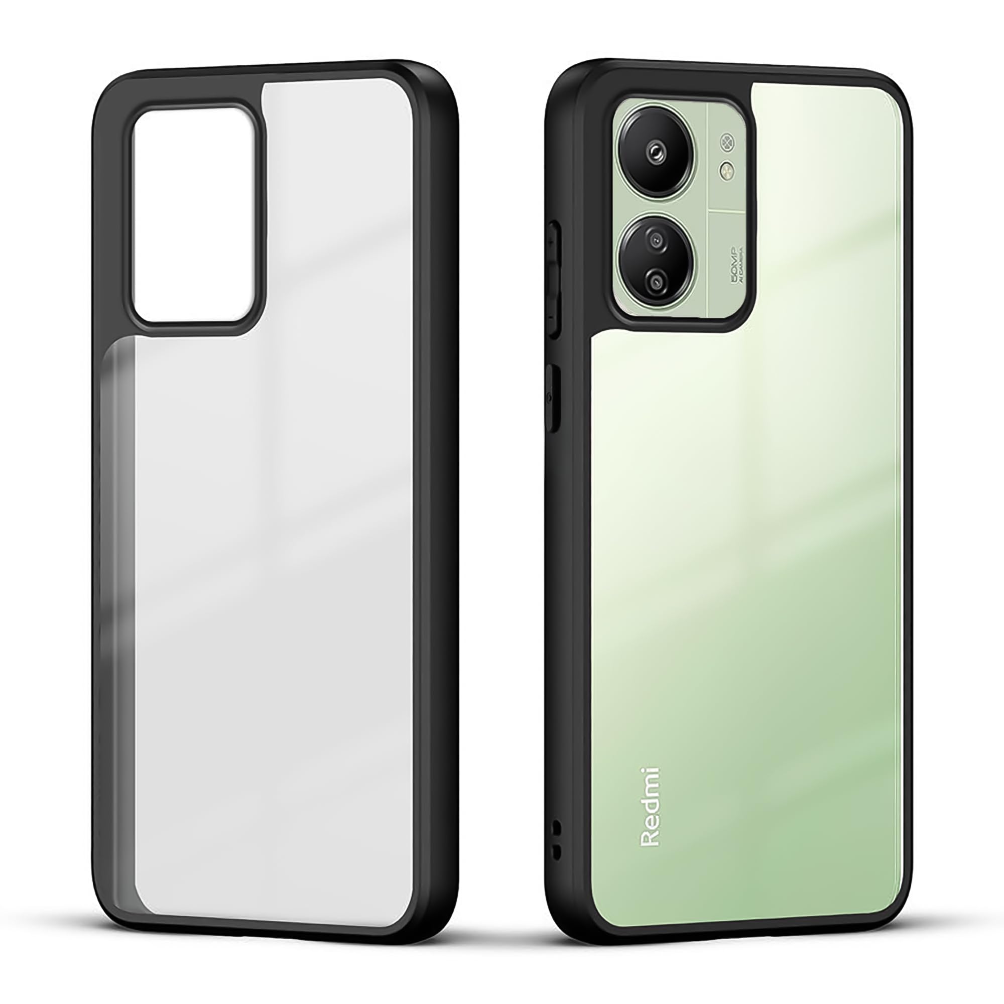 Dl3 Mobilak Case For Xiaomi Redmi 13C 4G / Xiaomi Poco C65, Crystal Clear Case [Not Yellowing] [Military Grade Drop Protection] Shockproof Protective Transparent Protective Slim Cover - Black