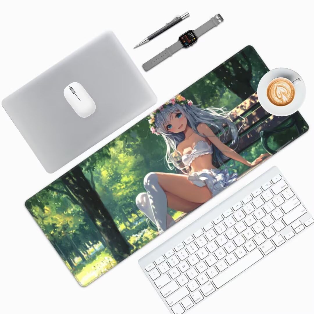 Podkładka pod mysz anime 150 x 80 cm, duża podkładka pod mysz, wodoodporna wróżka, podkładka pod mysz XXL, gamingowa podkładka pod mysz z antypoślizgową gumową podstawą podkładki pod mysz na akcesoria