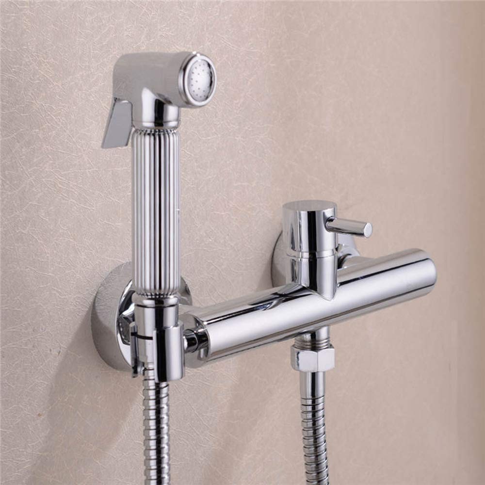 Spruzzatore per bidet con acqua fredda e calda, in ottone, portatile, per doccia, doccia, doccia, bidet, rubinetto per l'igiene personale, oro (cromato