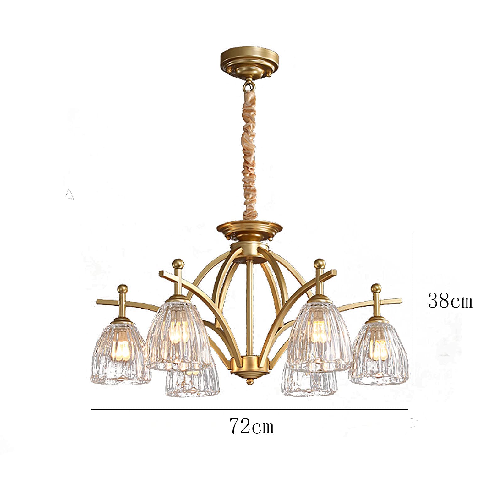 Para Dormitorio Comidas,Americano Luces De La Sala De Estar,E27 Nórdico Ligero Lujo Lámparas,Ligero Lujo Vidrio Lámparas,Moderno Concisa Francés Lámparas Retro,Candelabros De Diseñ-Dorado. 72 * 38cm