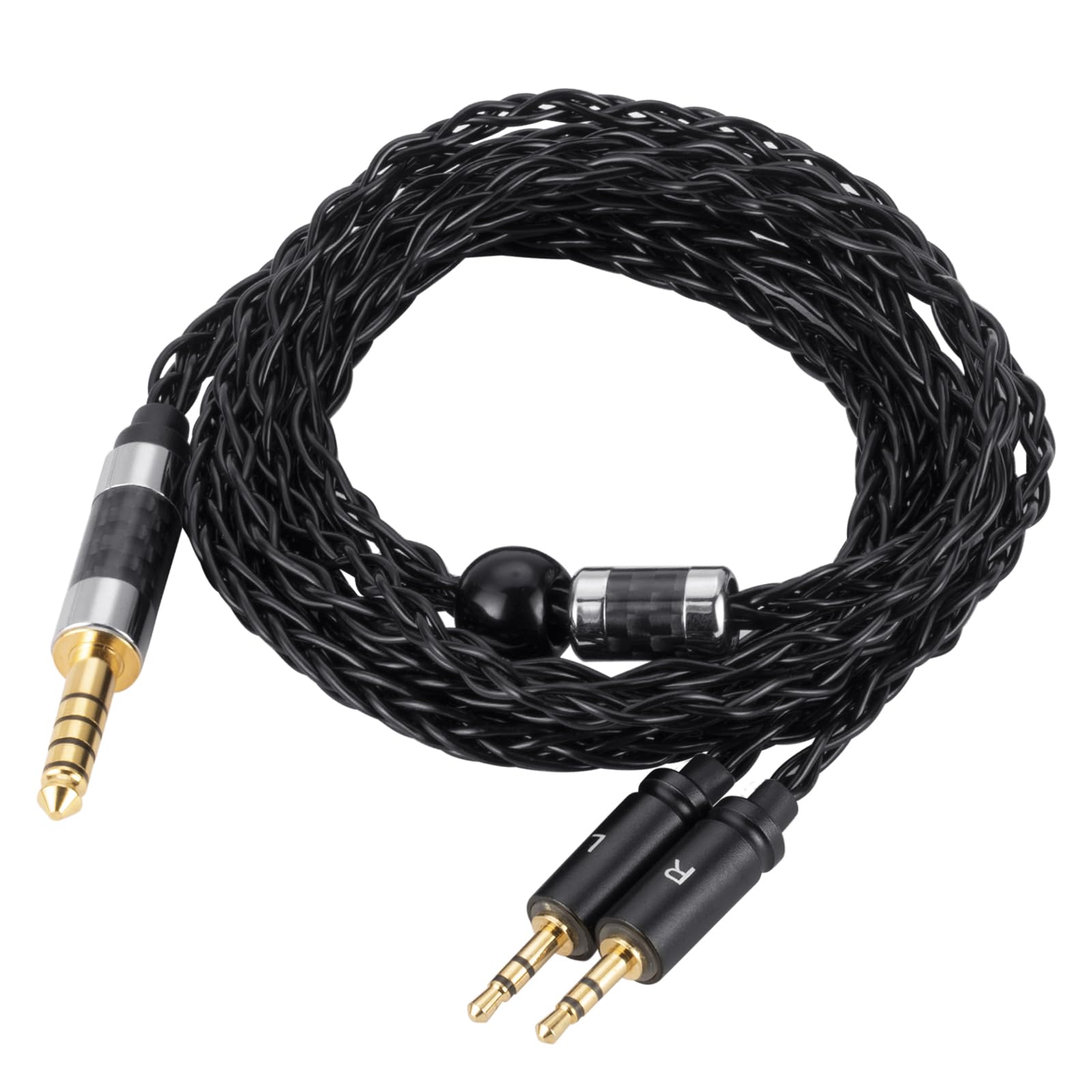 4,4 mm symmetrisches auf duales 2,5-mm-audiophiles Kabel, 8-adriges OCC-Kabel versilbert, kompatibel mit HE400S, HE-400i (2,5-mm-Steckerversion), HE560, HE-350, HE1000 Kopfhörer, HiFi-Upgrade (1,3 m)